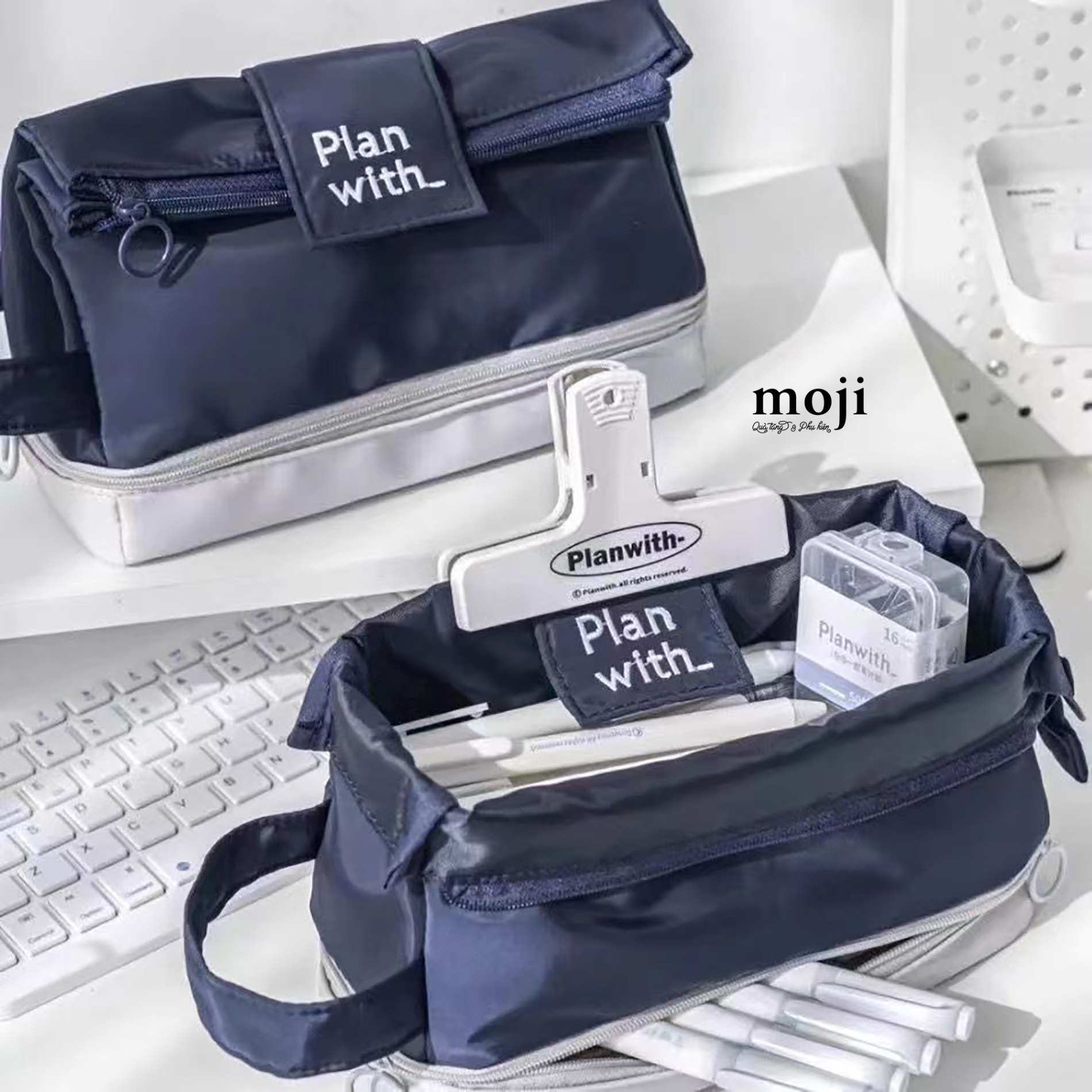 Hộp bút lớn Plan with nền màu 13x20