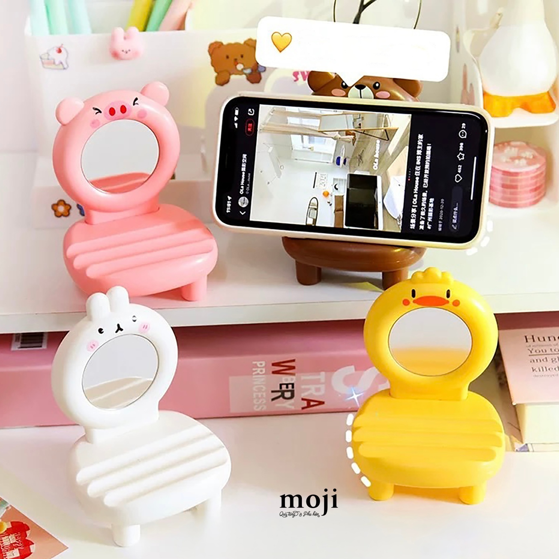 Giá đỡ điện thoại MJ Mirror animal face chair 3 nấc 8x8x11