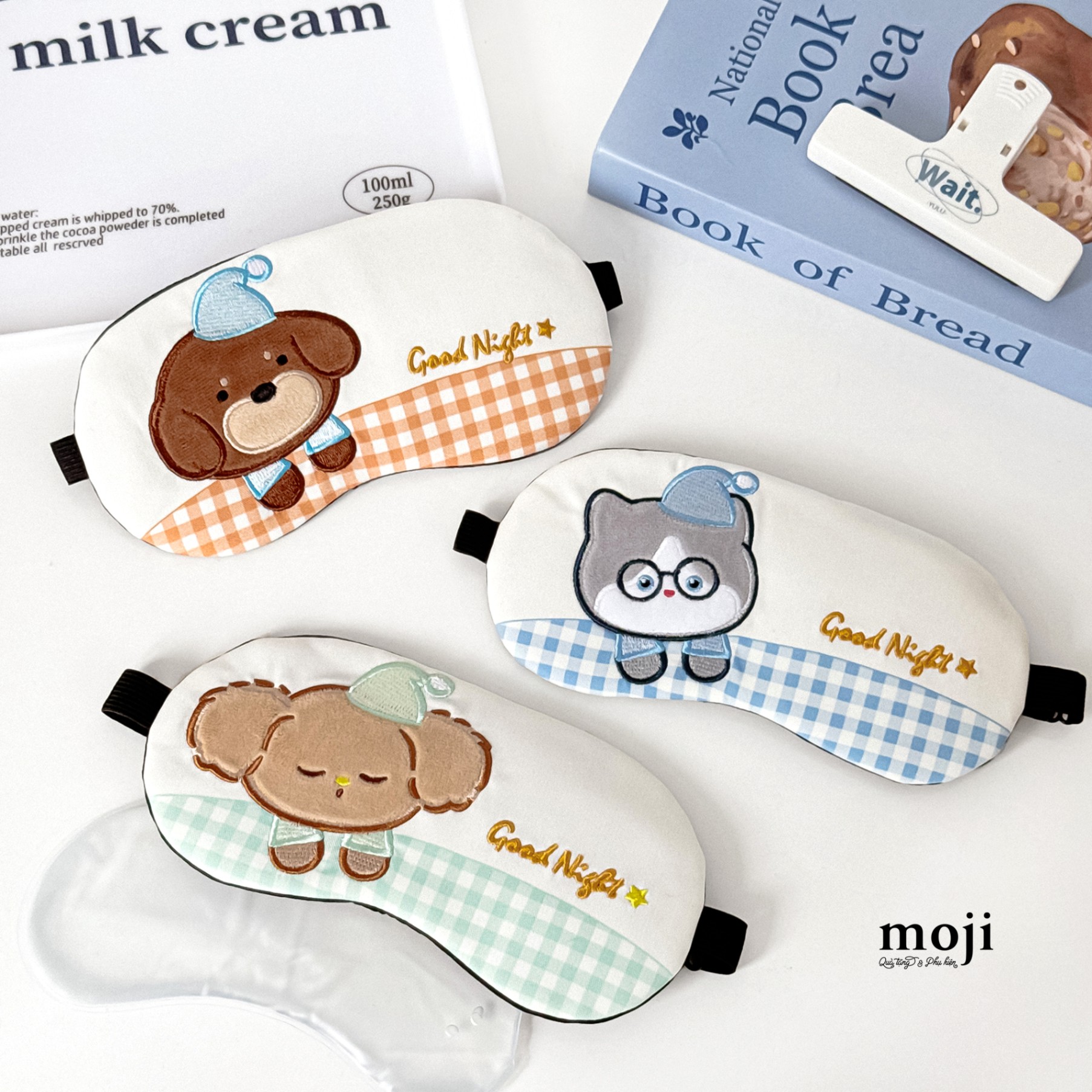 Kính ngủ có gel MJ Cute animal good night kẻ ô