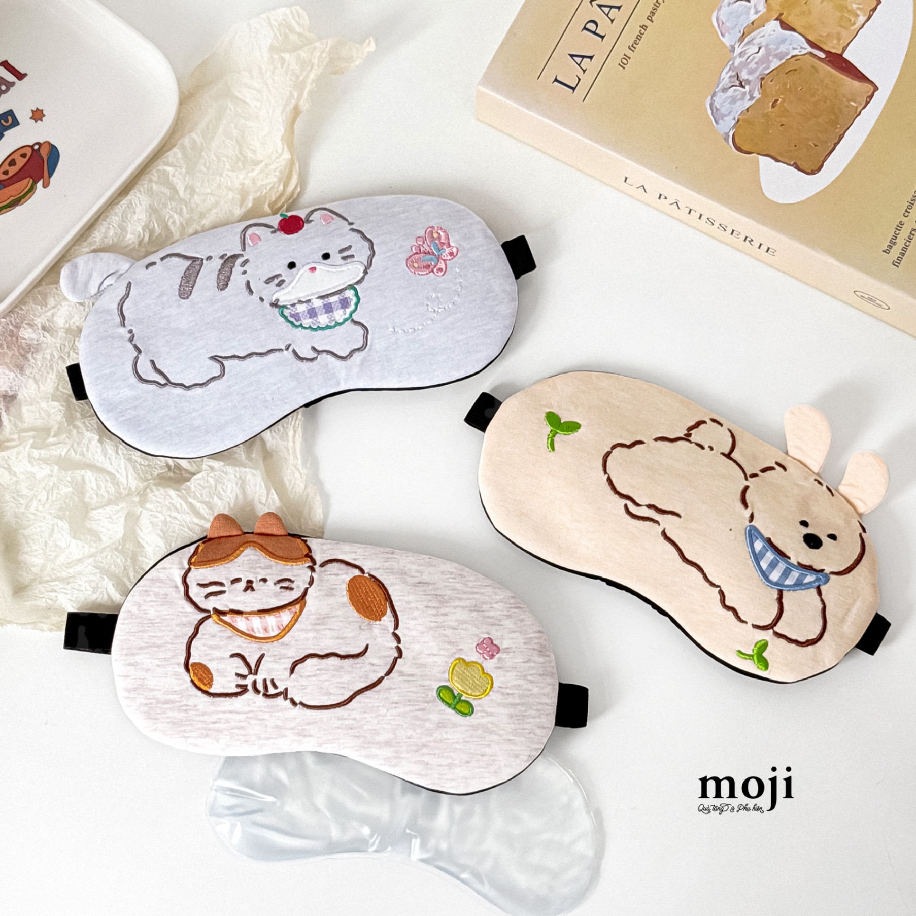 Kính ngủ có gel MJ Cute animal butterfly flower cỏ xanh có tai đuôi