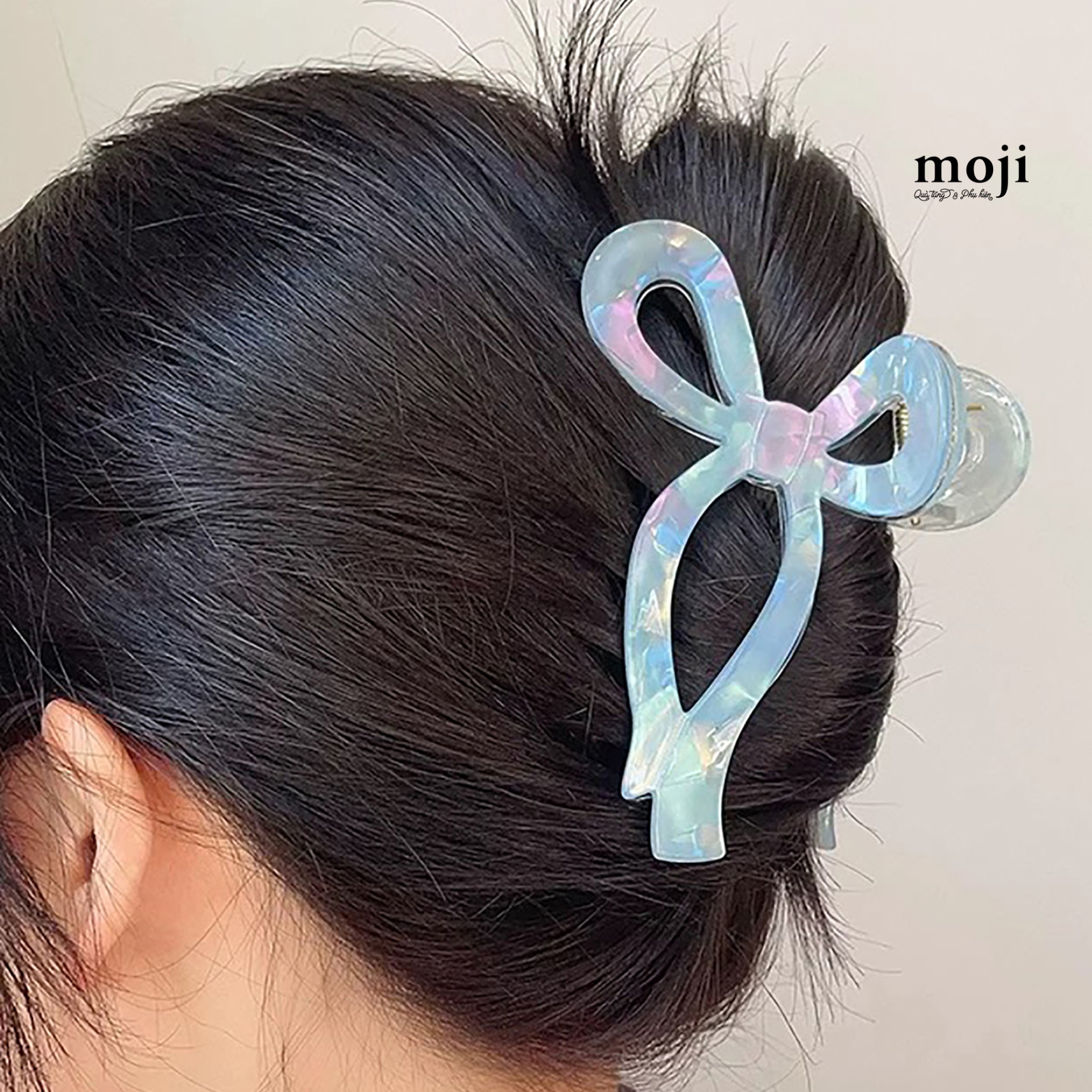 Kẹp tóc càng cua Bow nơ dây dài màu thạch