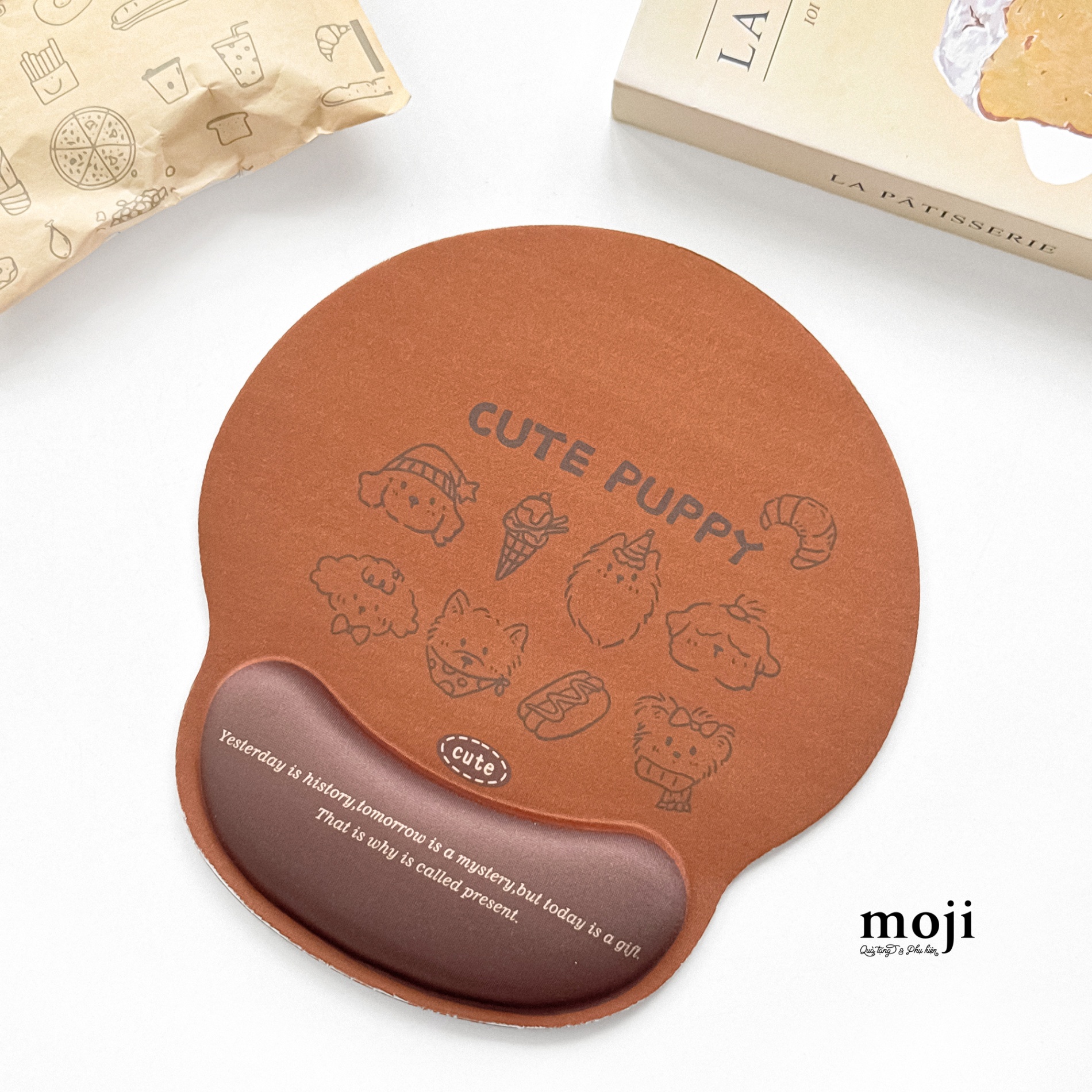 Lót chuột đệm tay Cute puppy hot dog ice cream 23x26