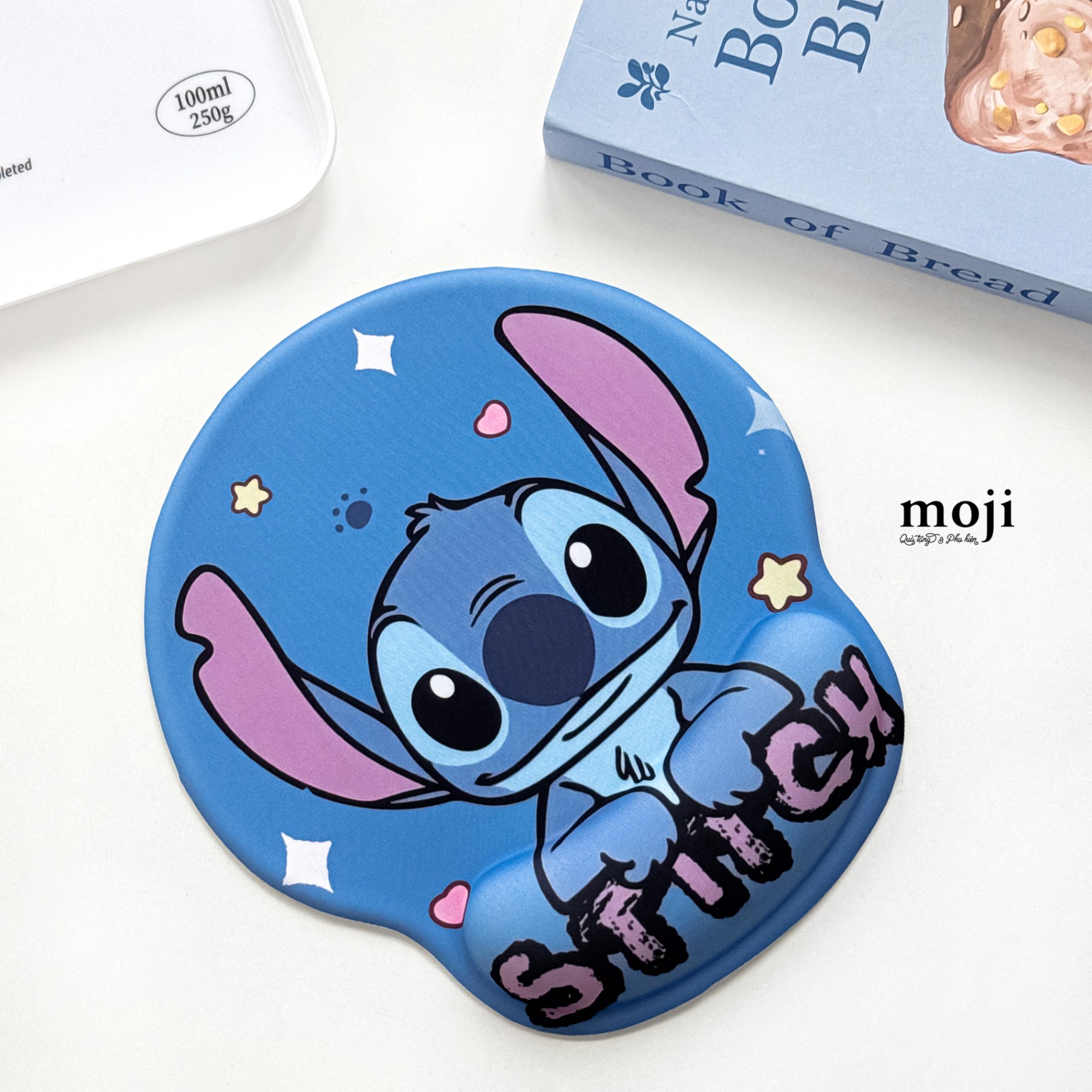 Lót chuột đệm tay Stitch little heart star nền màu 23x25