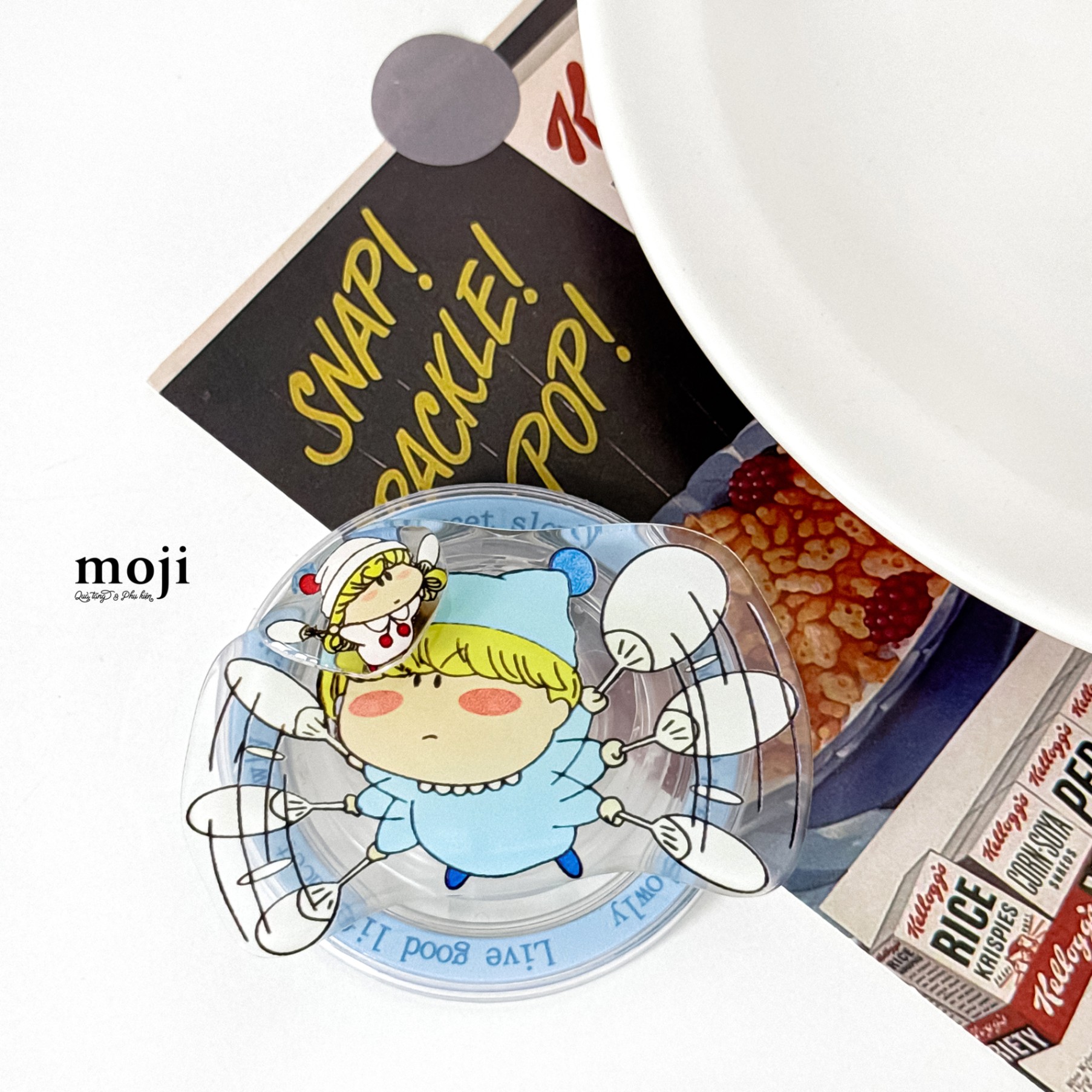 Mojipop cắt hình magsafe Mirmo Mirumo cầm quạt xoay