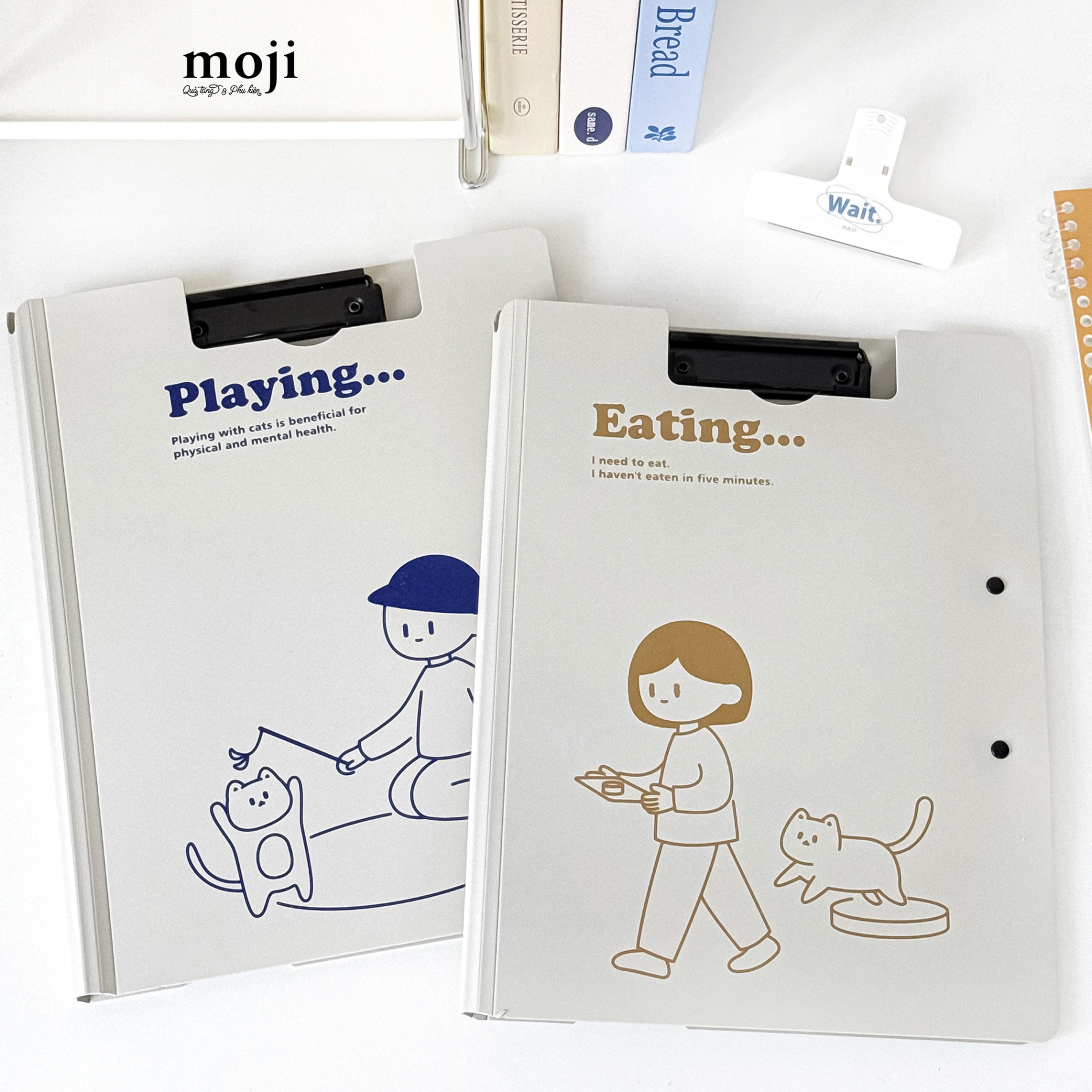 Kẹp tài liệu A4 Little boy girl cat simple life 23x32