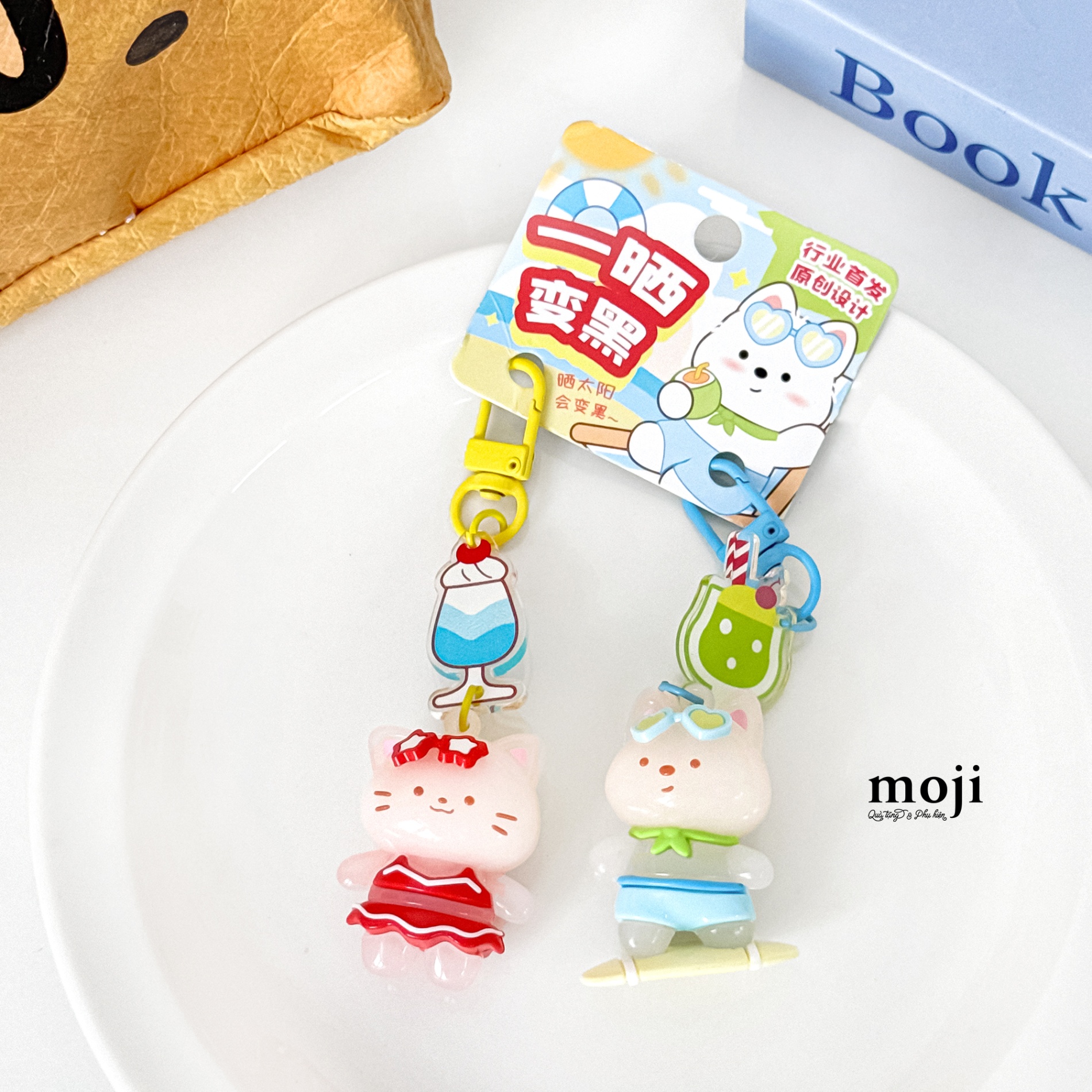 Móc khóa MJ Cute animal summer time đổi màu set2