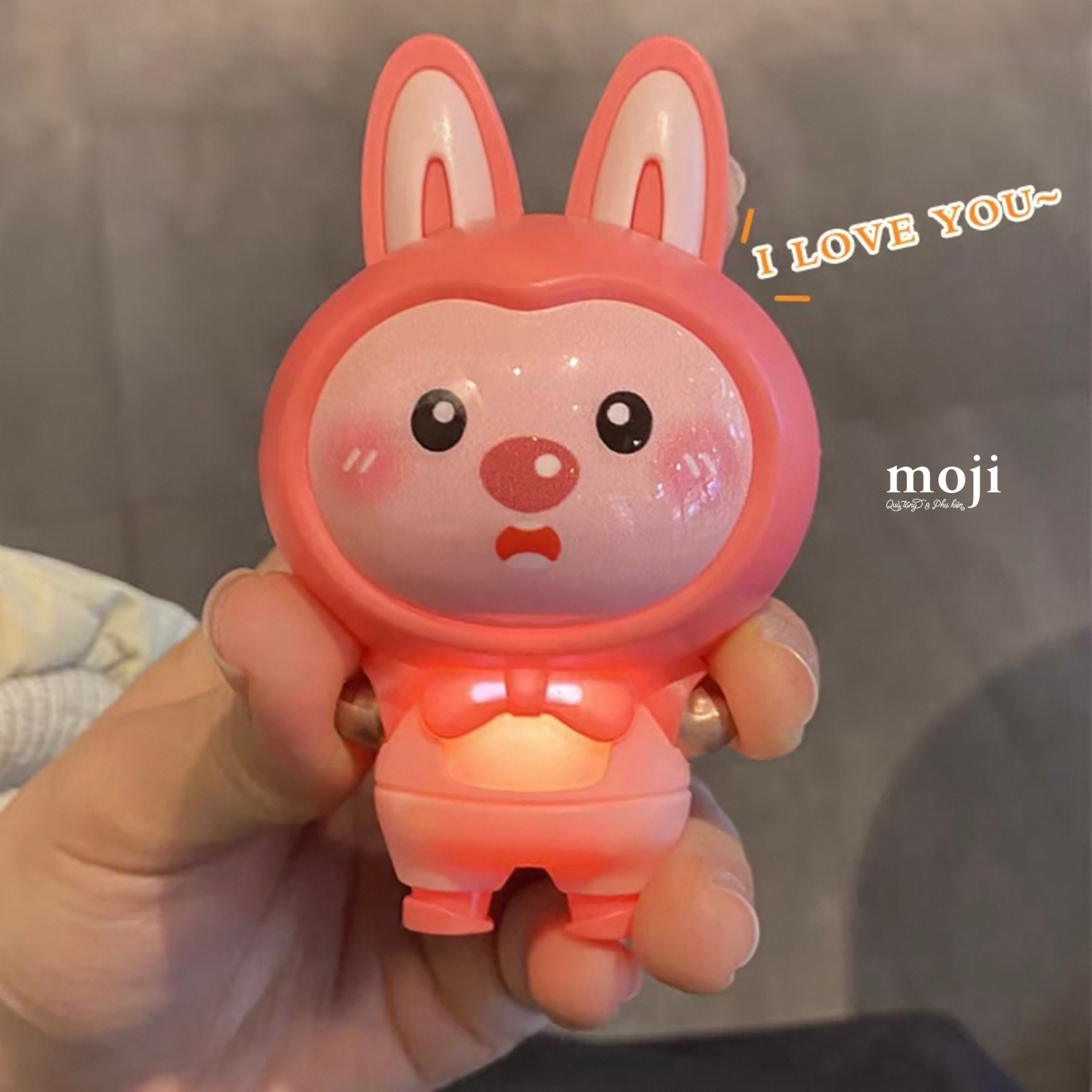 Móc khóa đồ chơi Hải ly Loopy cosplay rabbit cảm biến ghi âm có đèn