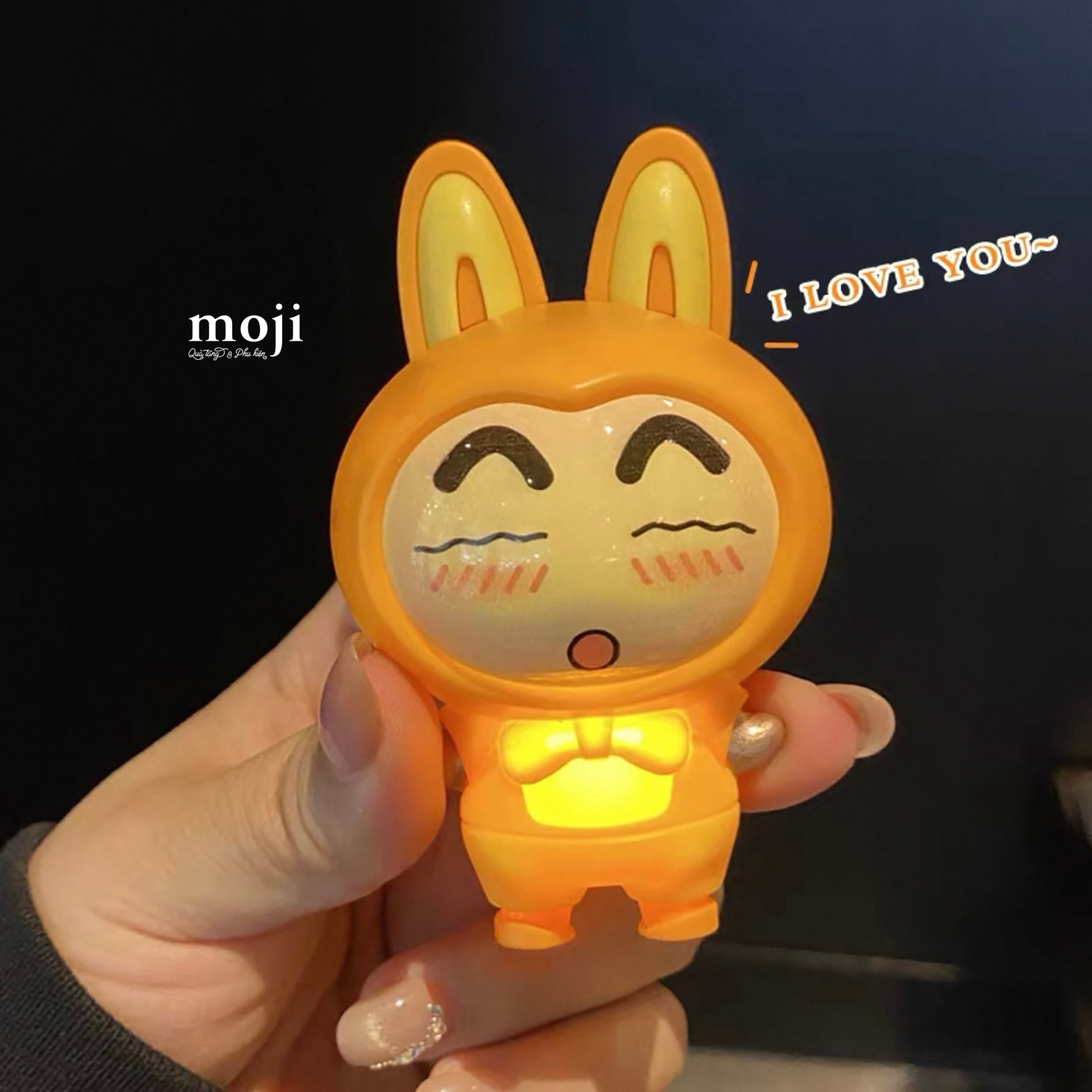 Móc khóa đồ chơi Shinchan cosplay rabbit cảm biến ghi âm có đèn