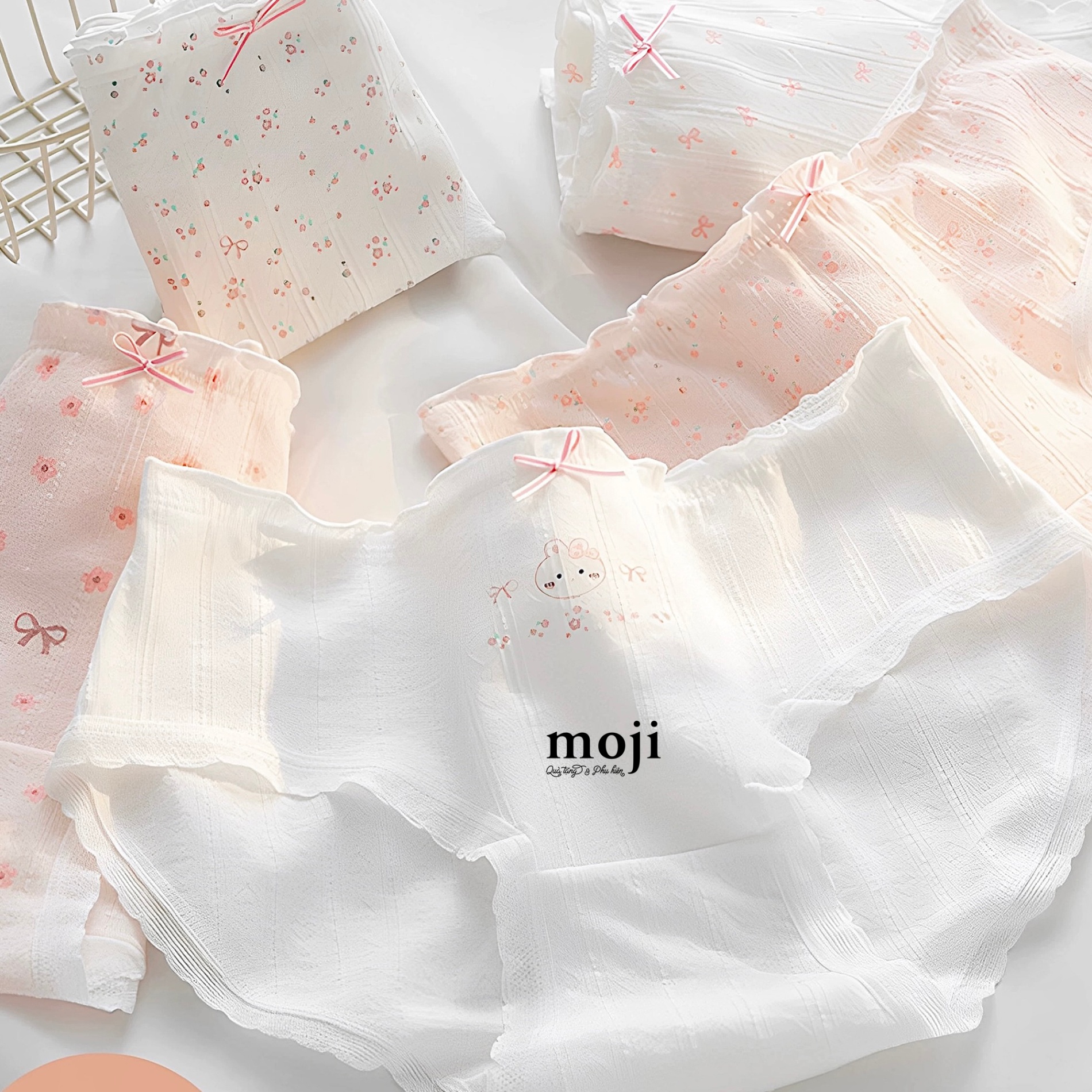 Quần chip MJ Rabbit face bow flower có viền