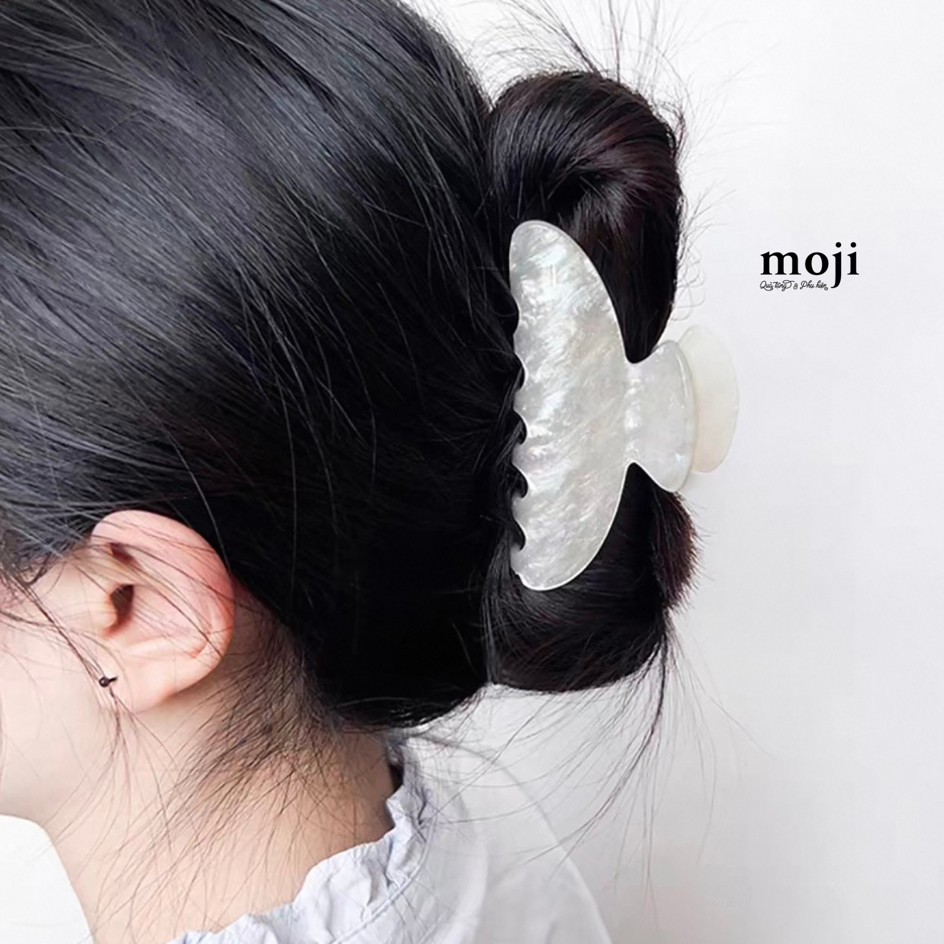 Kẹp tóc càng cua Basic hình bầu dục màu thạch