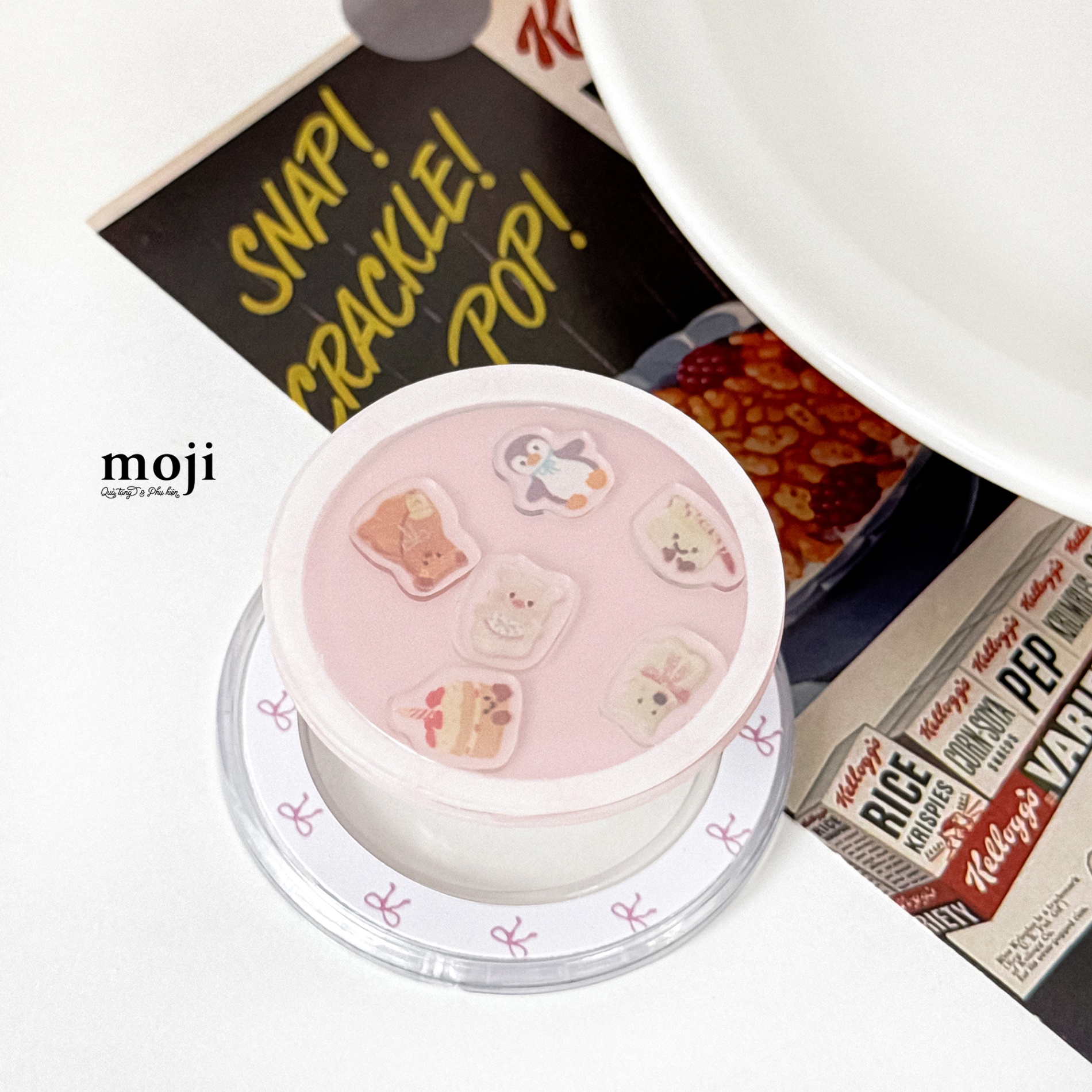 Mojipop tròn magsafe Cute animal cake bow