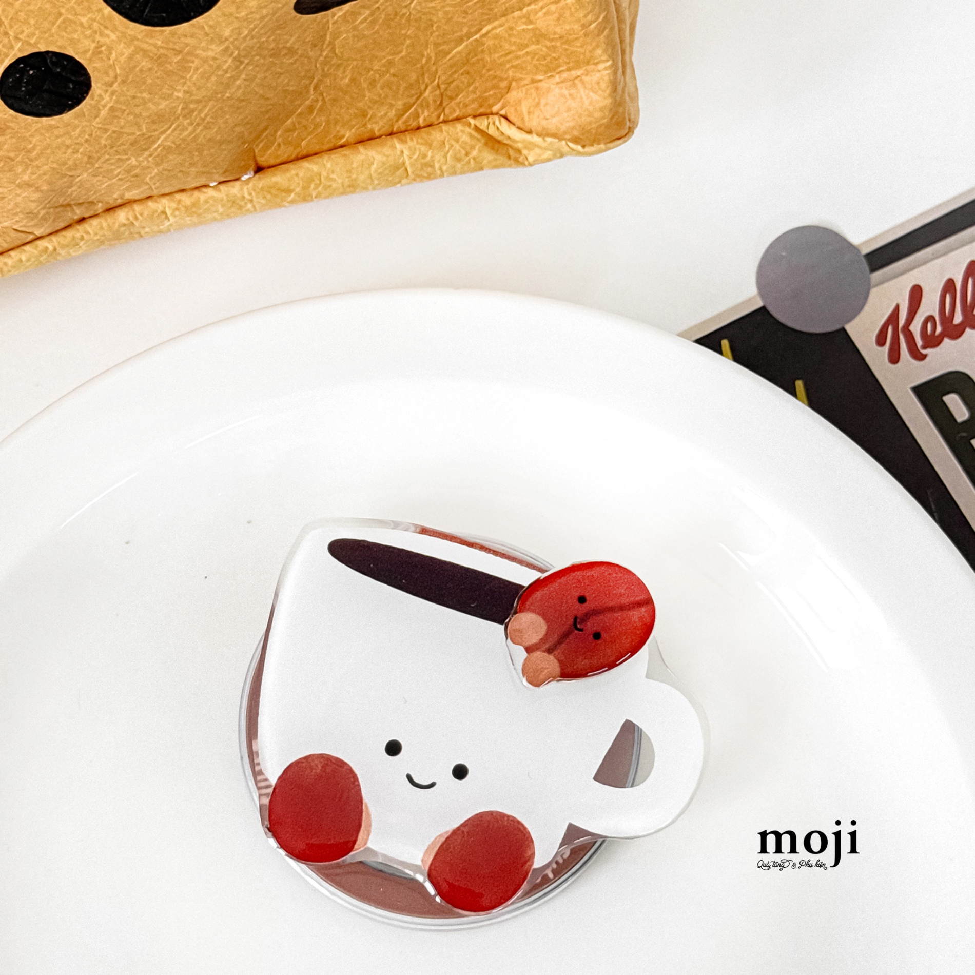 Mojipop cắt hình magsafe Cute coffee cup hạt cà phê xoay