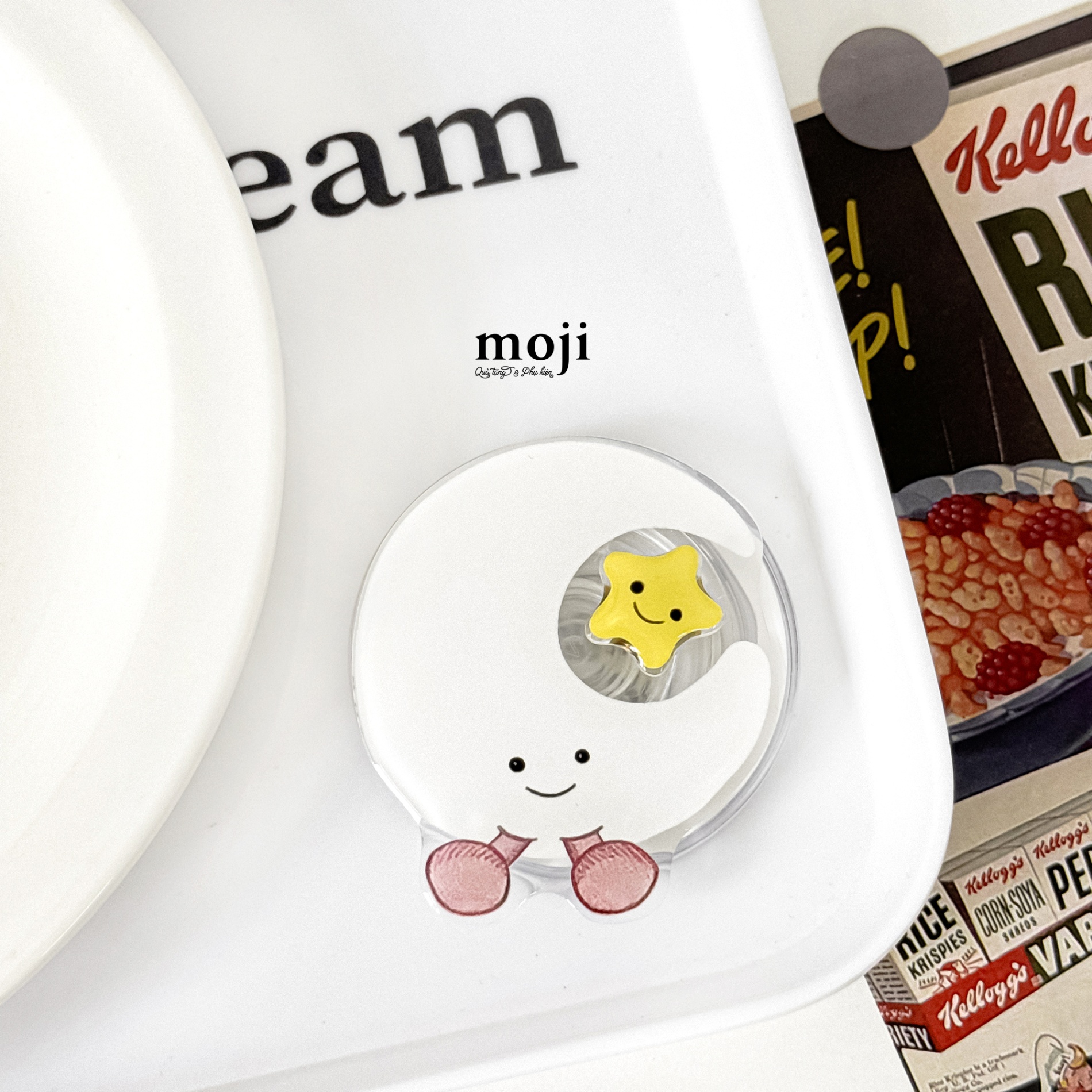 Mojipop cắt hình magsafe Moon mặt trăng có chân ngôi sao xoay