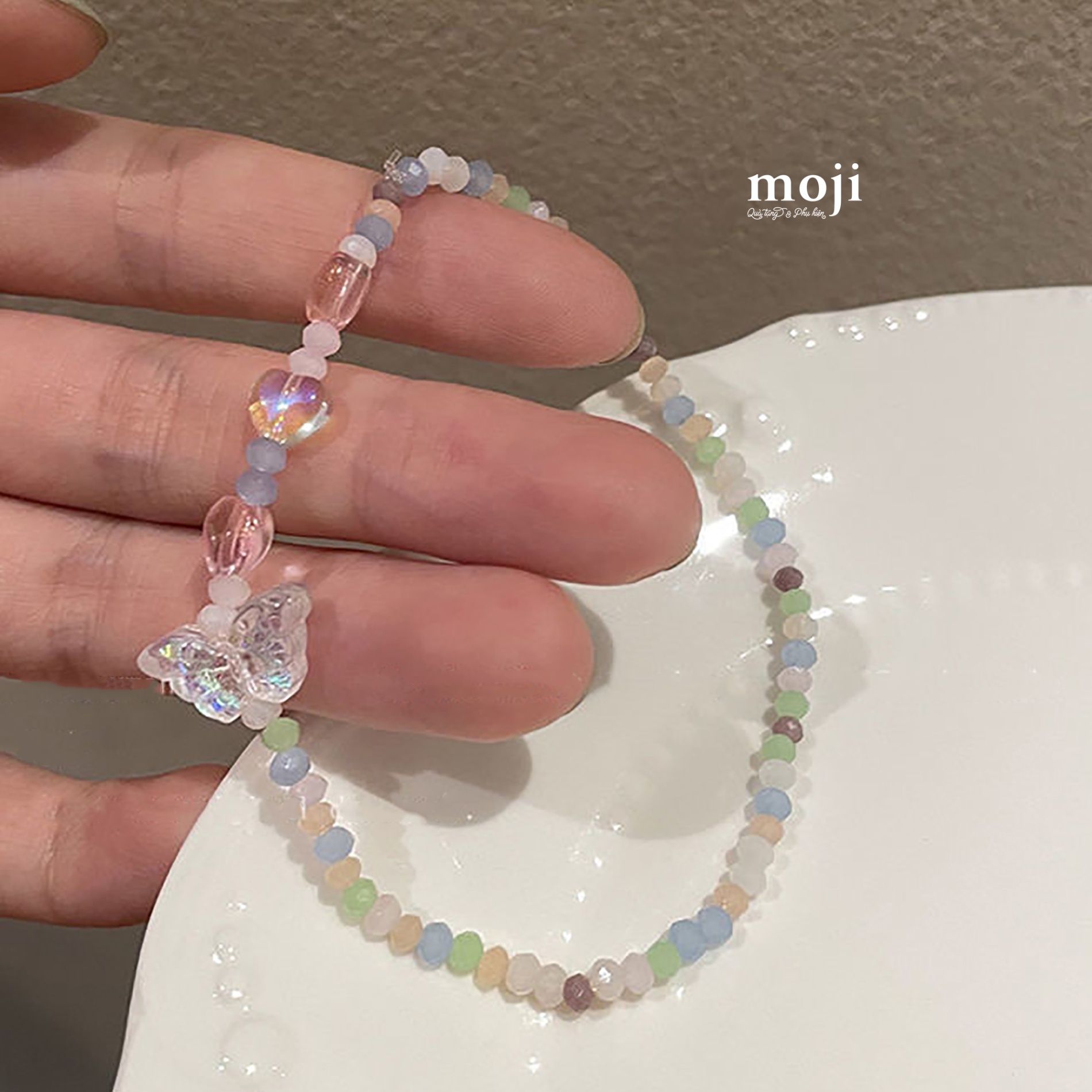 Vòng tay MJ Butterfly heart chuỗi hạt nhỏ màu sắc