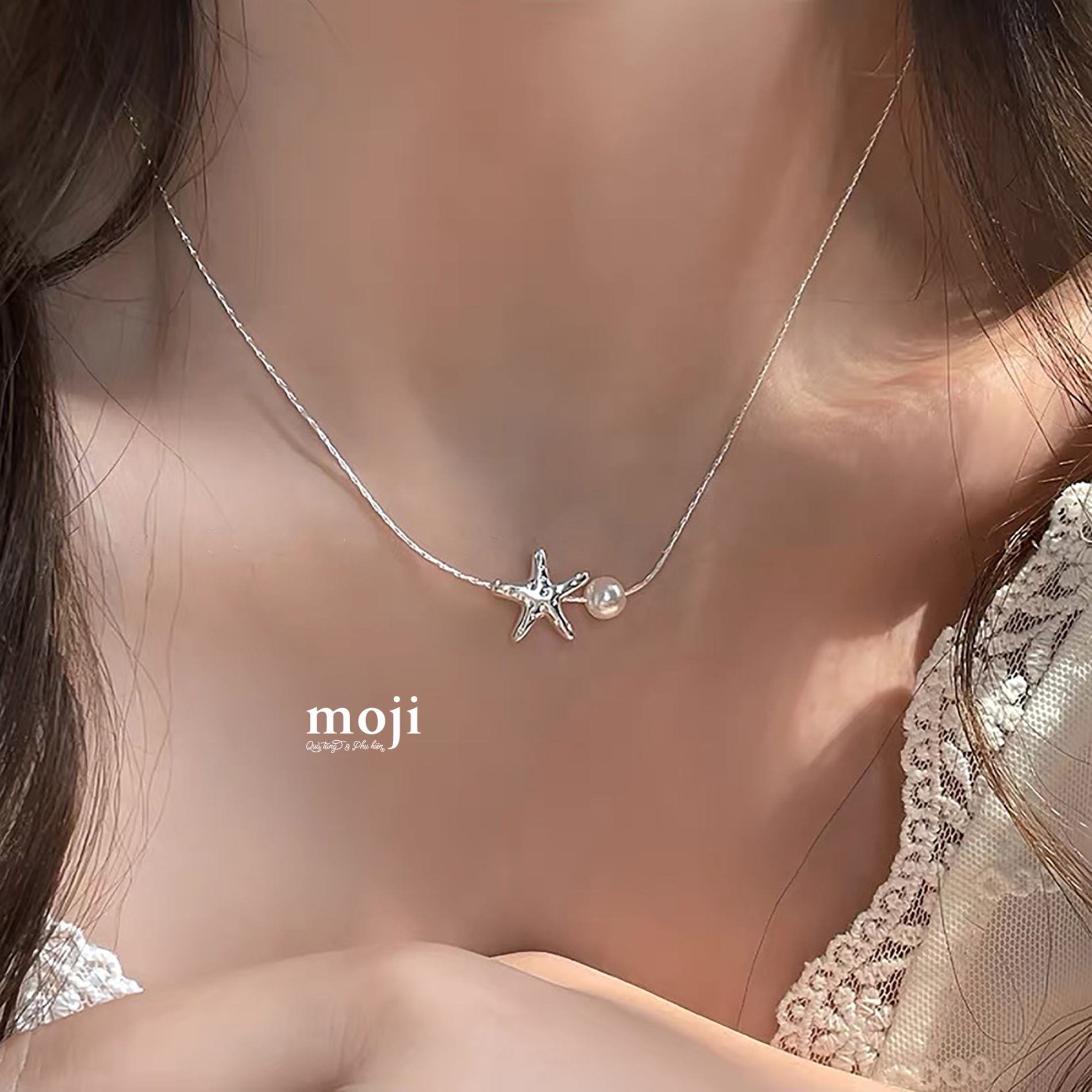 Dây chuyền mạ bạc Ocean sao biển ngọc trai
