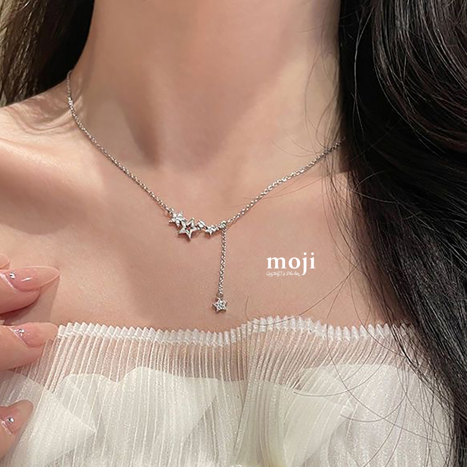 Dây chuyền mạ bạc Star thả ngôi sao đính đá