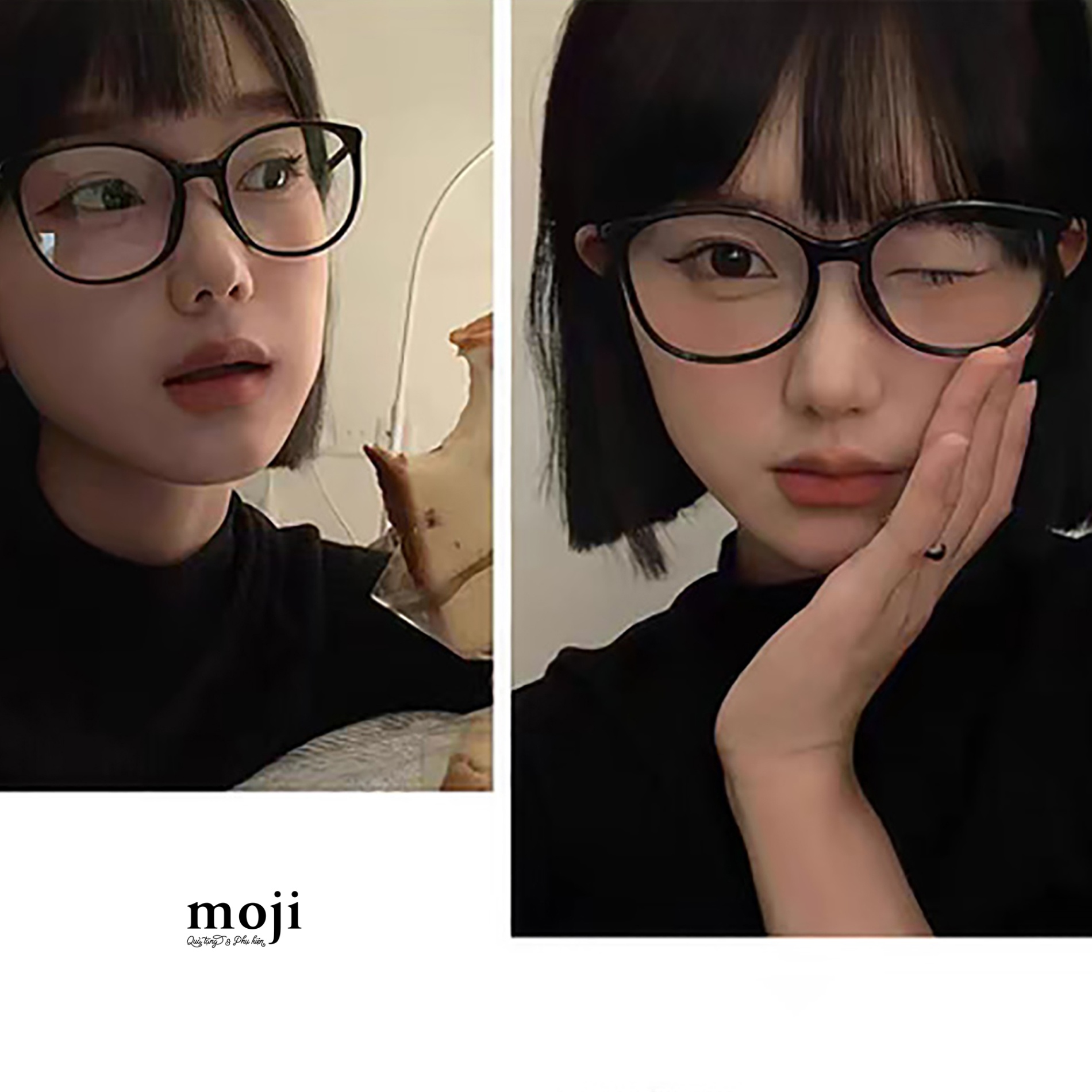 Kính gọng nhựa Basic 1 màu khoét nhẹ cạnh mũi