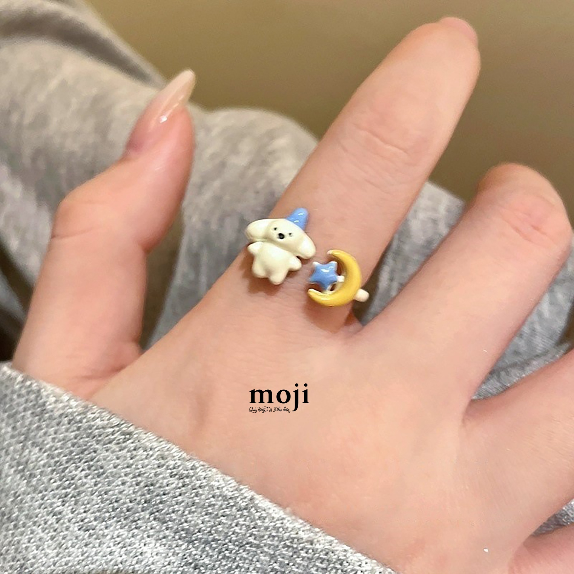 Nhẫn MJ Cute dog moon star good night