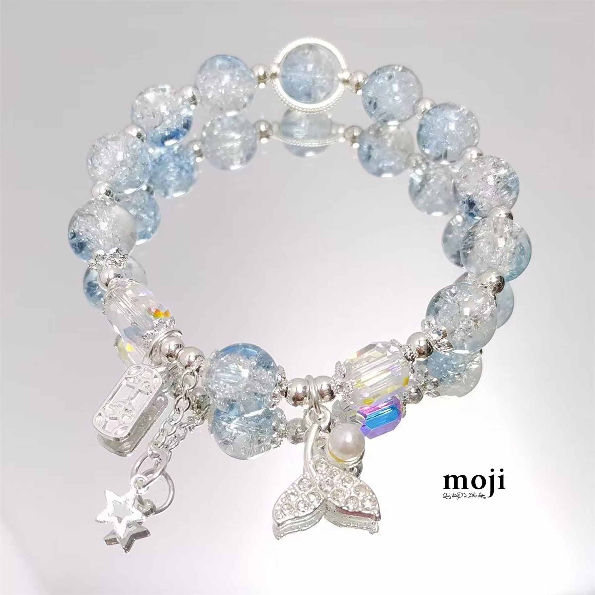 Vòng tay MJ Mermaid đính đá thả ngọc trai ngôi sao chuỗi hạt tròn phối màu