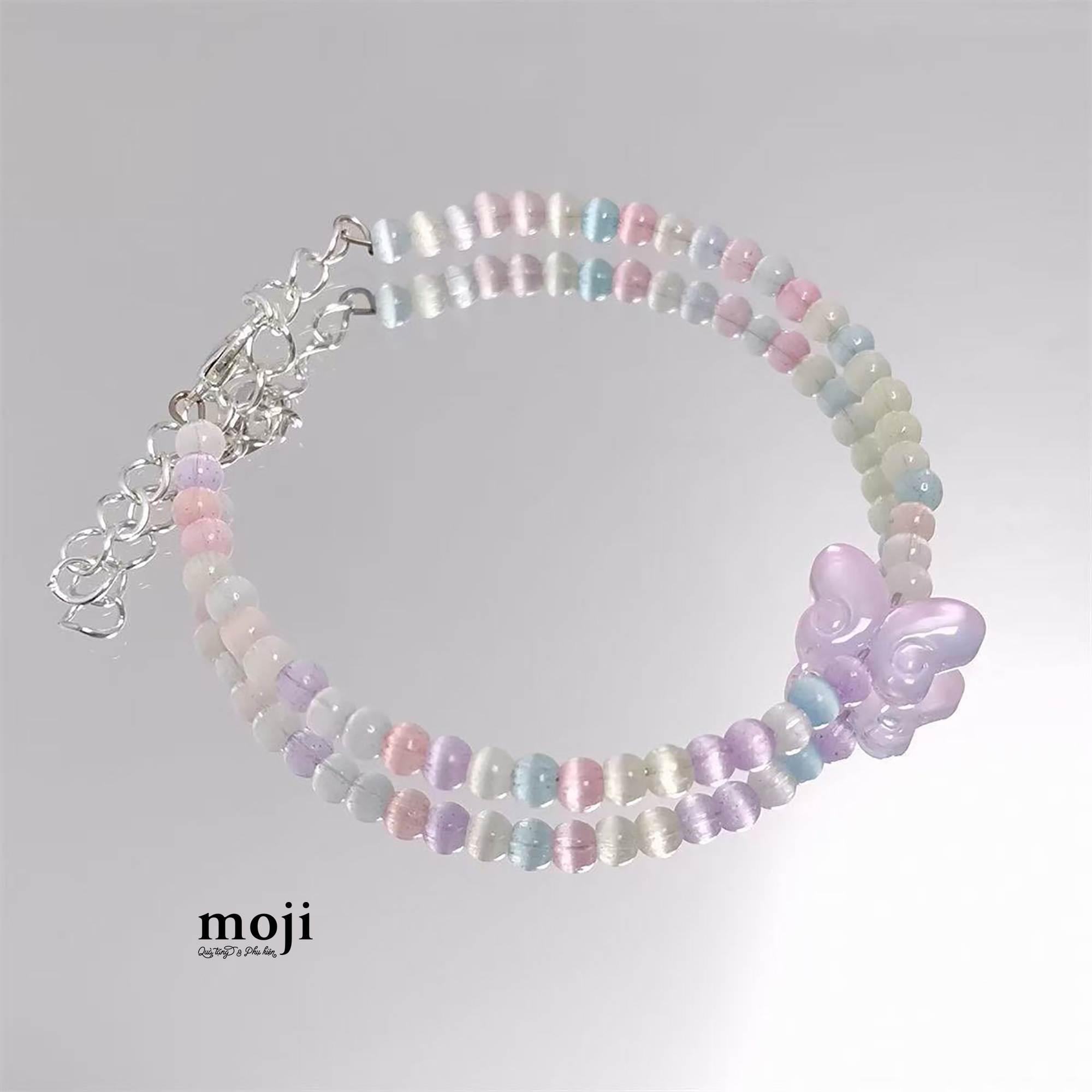 Vòng tay MJ Butterfly chuỗi hạt tròn màu jelly