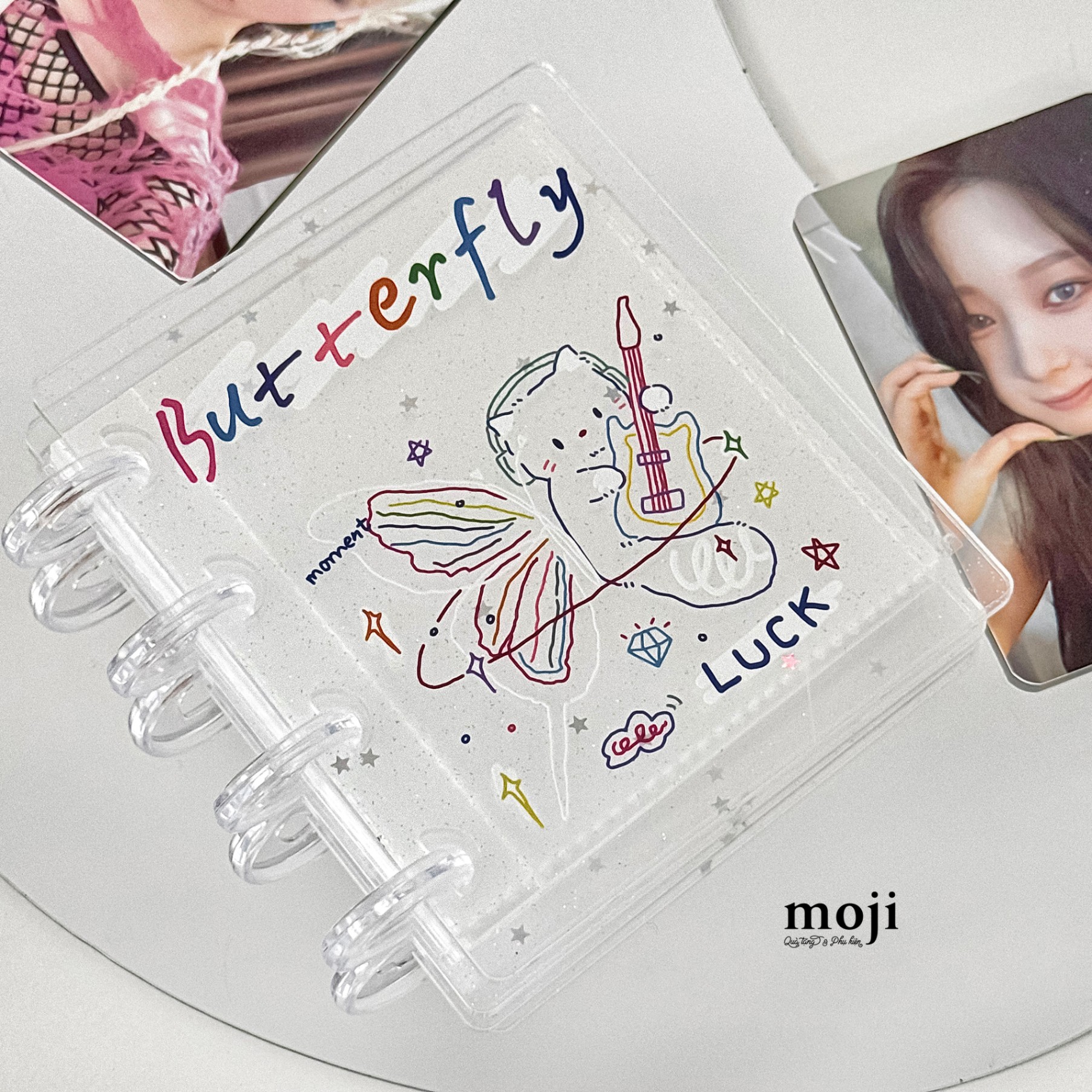 Album ảnh đựng card Cat butterfly luck moment viền màu sắc 9x11