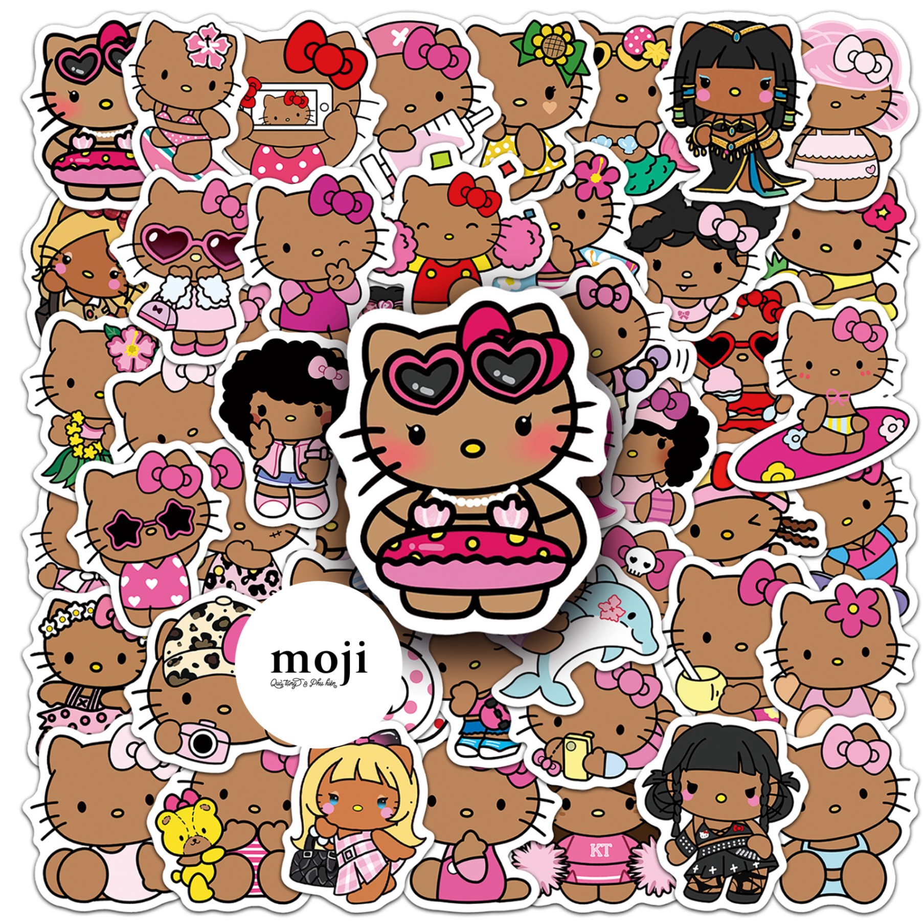Sticker đa năng dán vali Sanrio family Hello Kitty summer time rám nắng không thấm nước set50