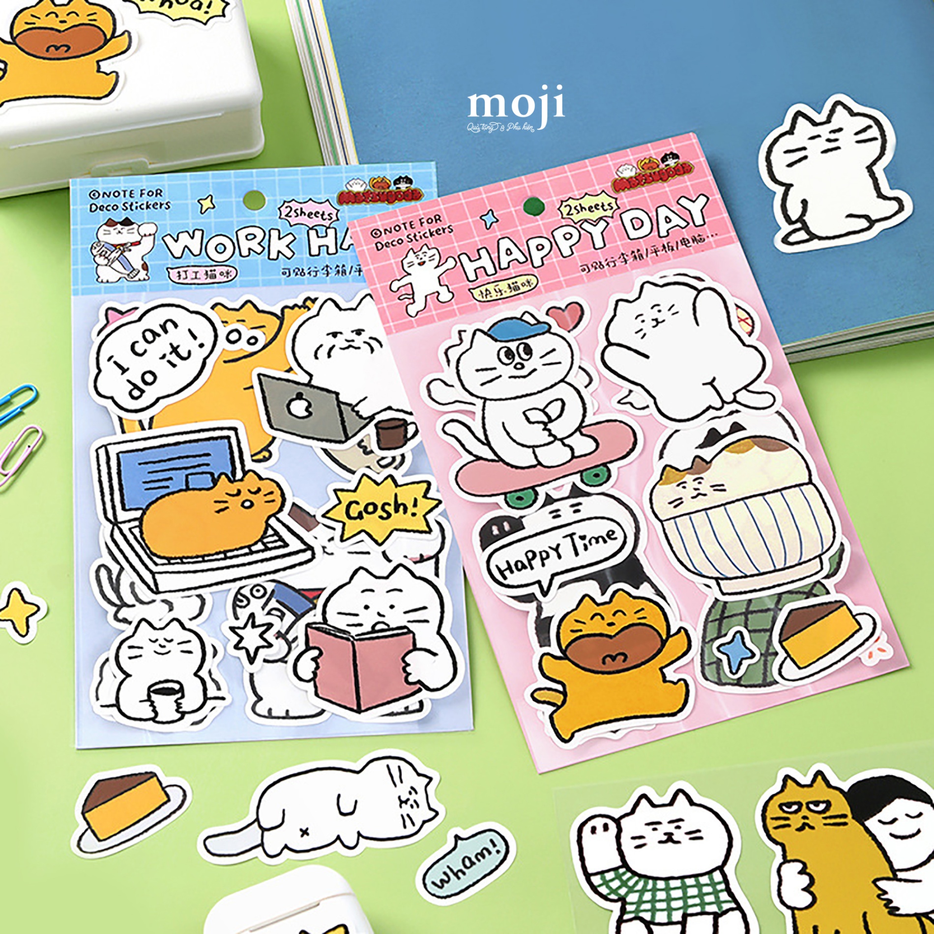 Sticker bảng MJ Cartoon cat good time set2