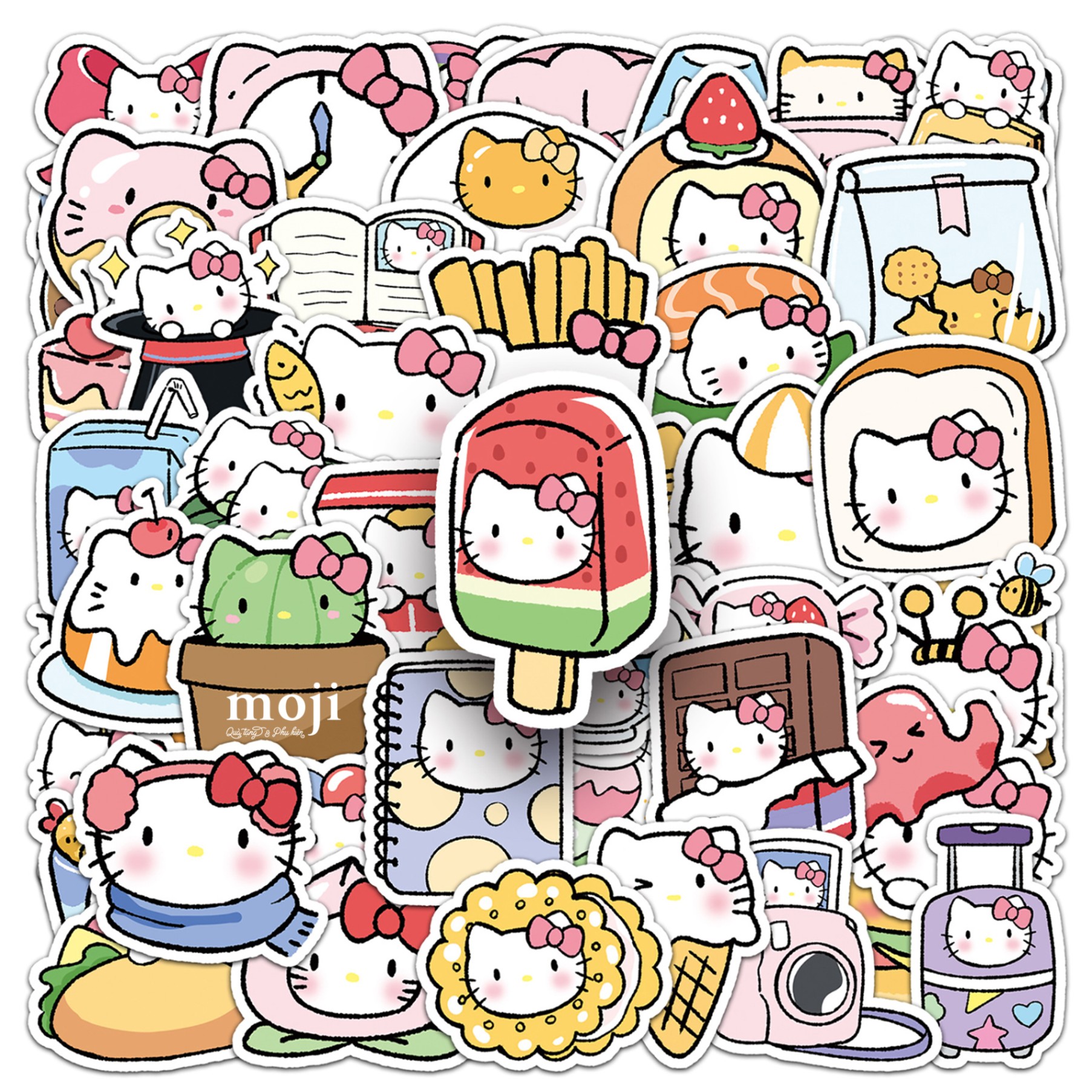 Sticker đa năng dán vali Sanrio family Hello Kitty đồ vật không thấm nước set50