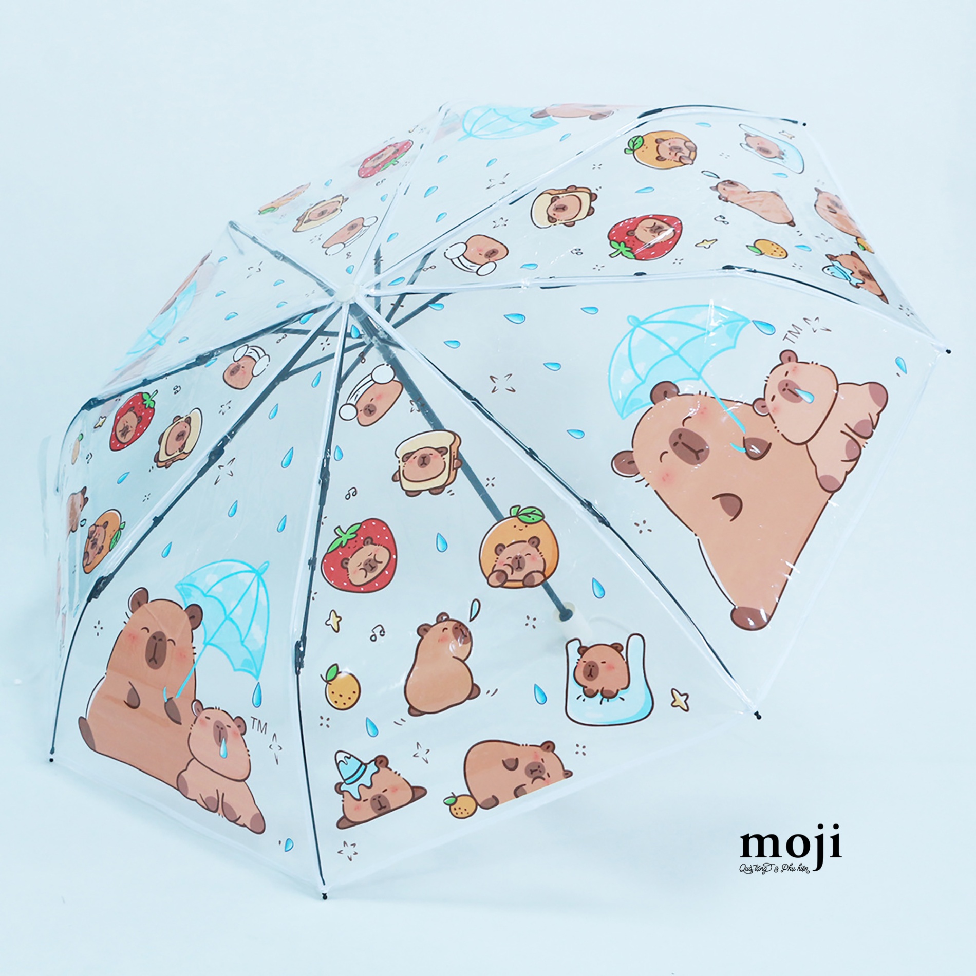A.042 Ô dù trong suốt gập tự động Capybara rainy day