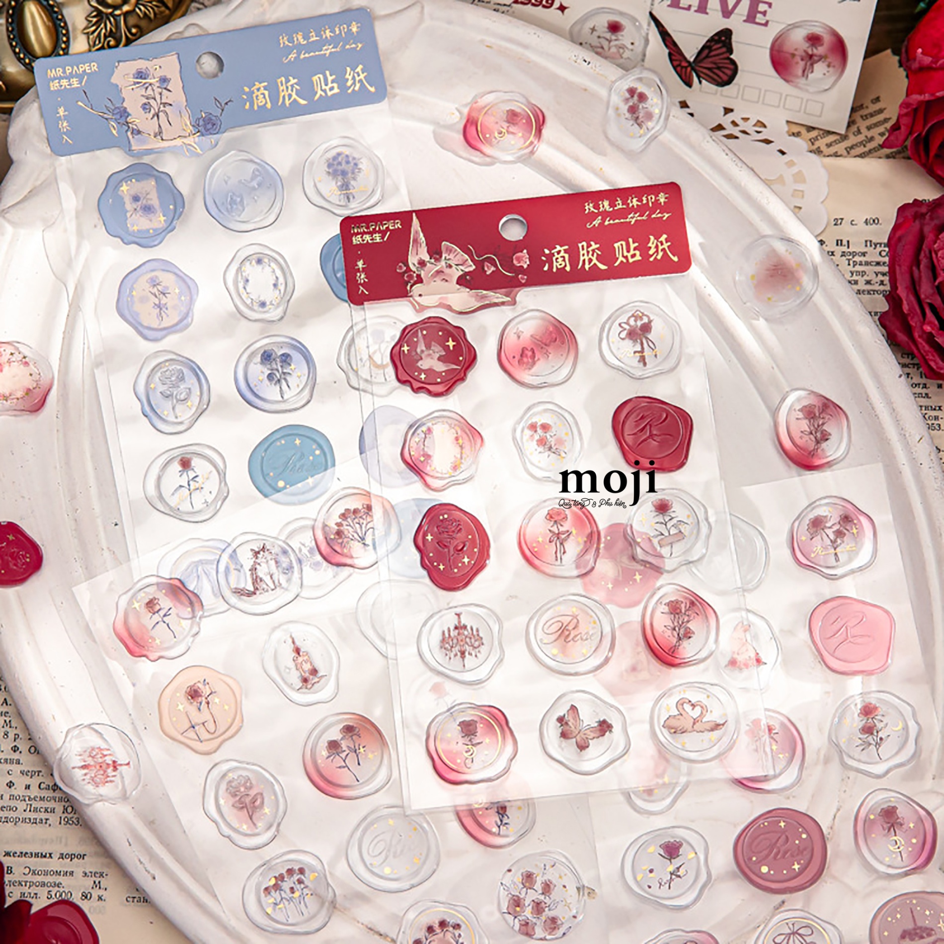 Sticker nổi Rose flower wax sticker