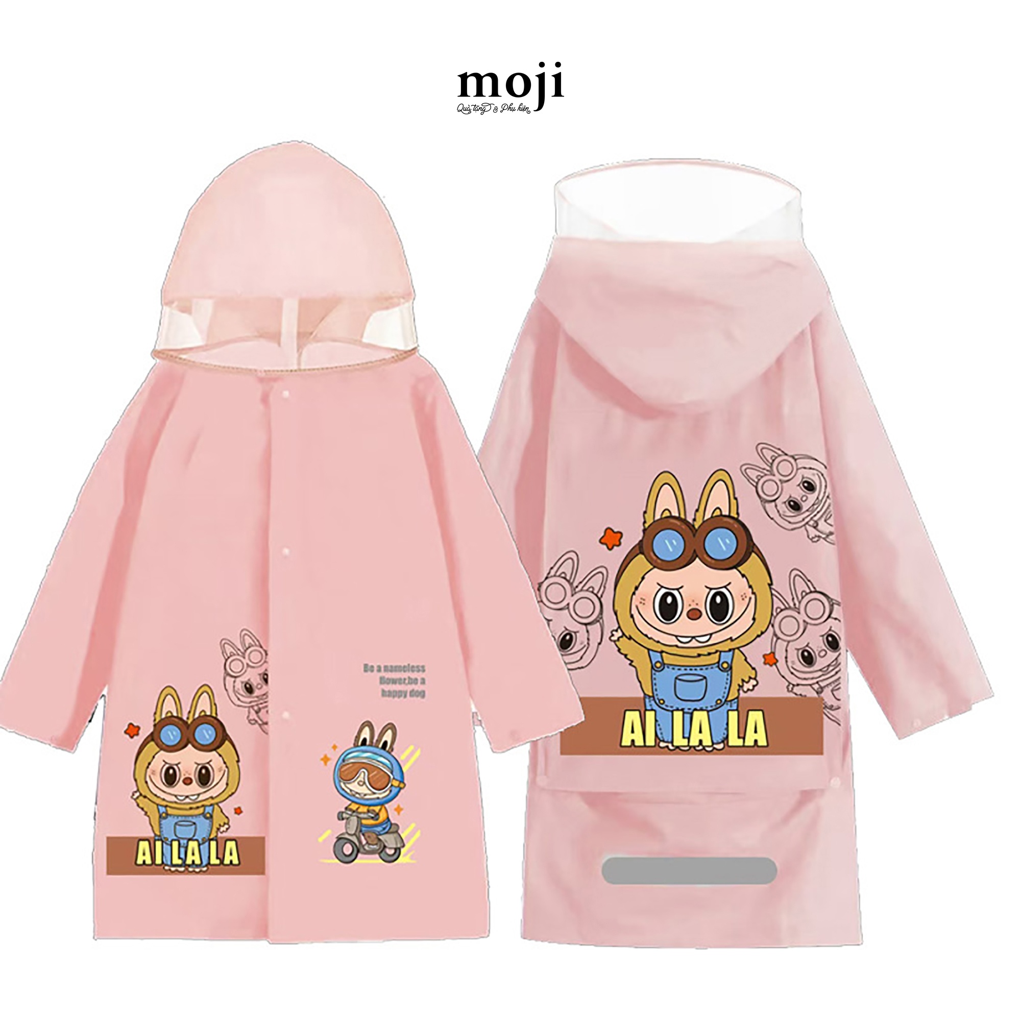 Áo mưa đơn unoff Labubu đeo kính ai la la