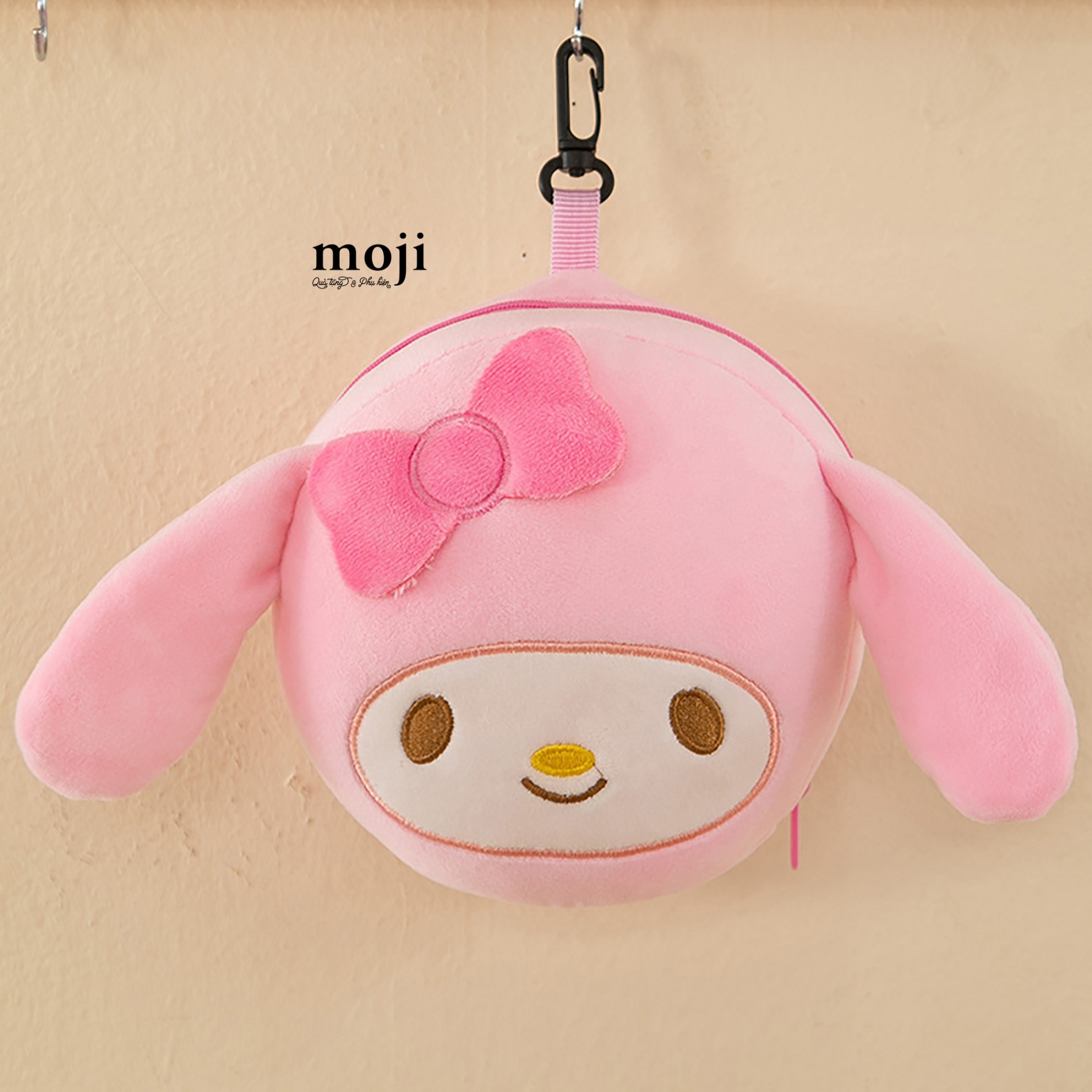 A.716 Gối kê cổ kèm bịt mắt gấp gọn Sanrio family Cinnamoroll My Melody face má hồng có tai