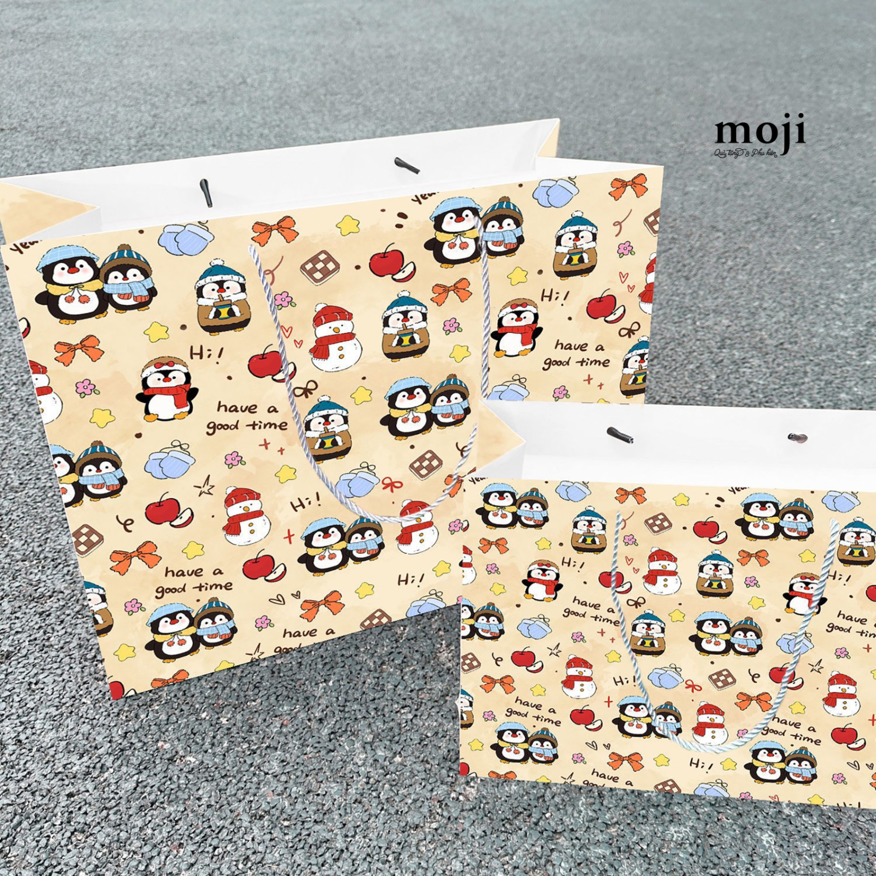 Bao túi quà Penguin chim cánh cụt have a good time 13x26x30