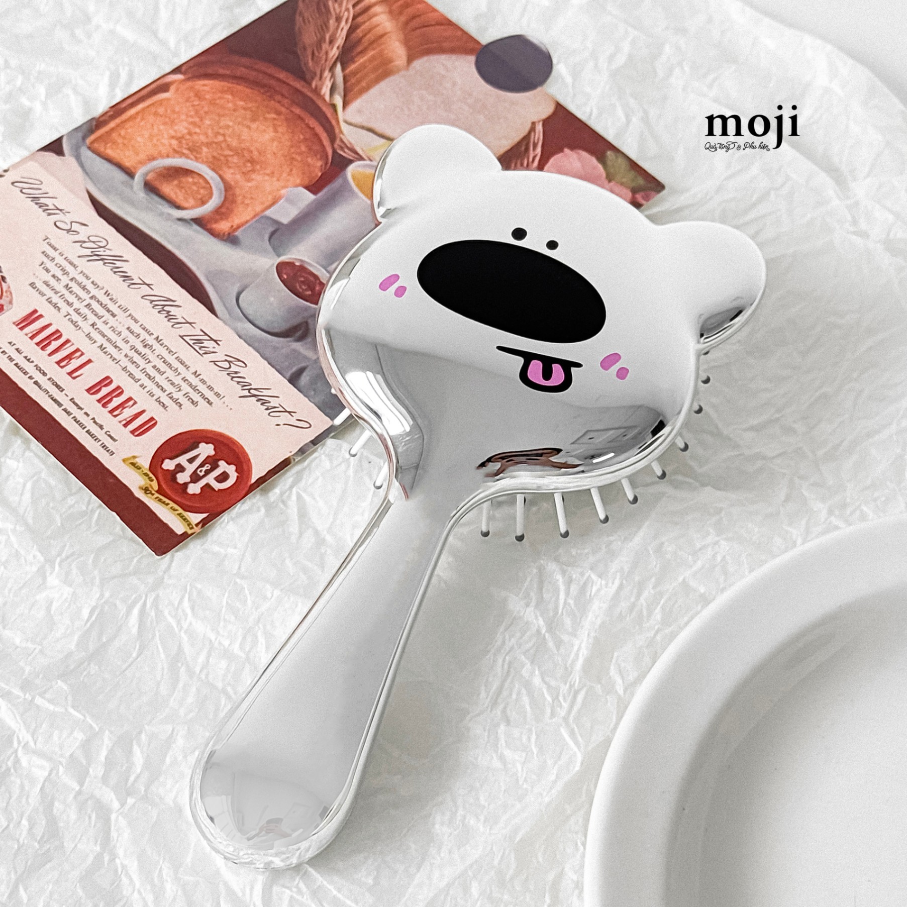 Lược đệm mát xa Silver cute dog má hồng