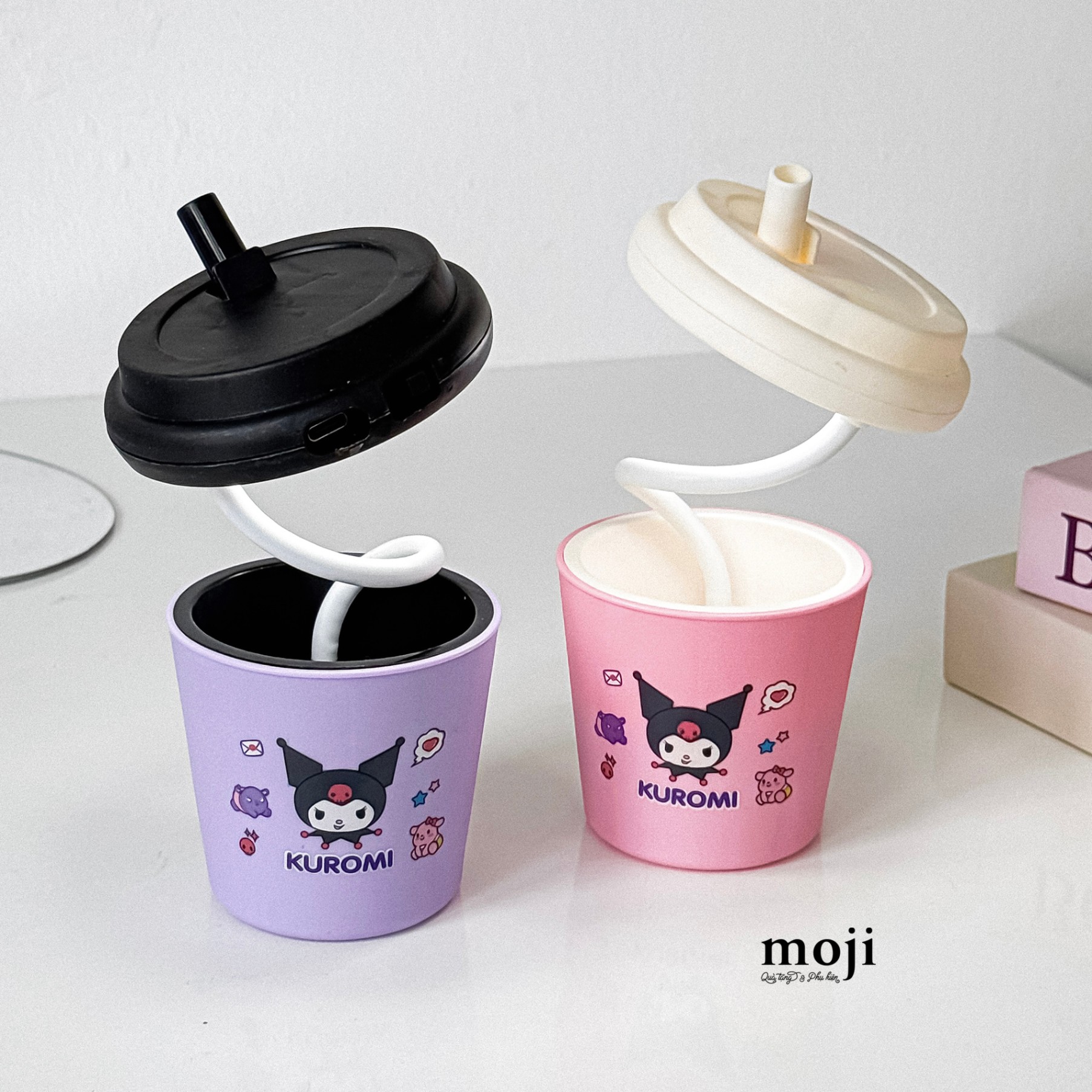Đèn ngủ led gấp gọn Sanrio family Kuromi face dáng cốc sạc tích điện 8x20