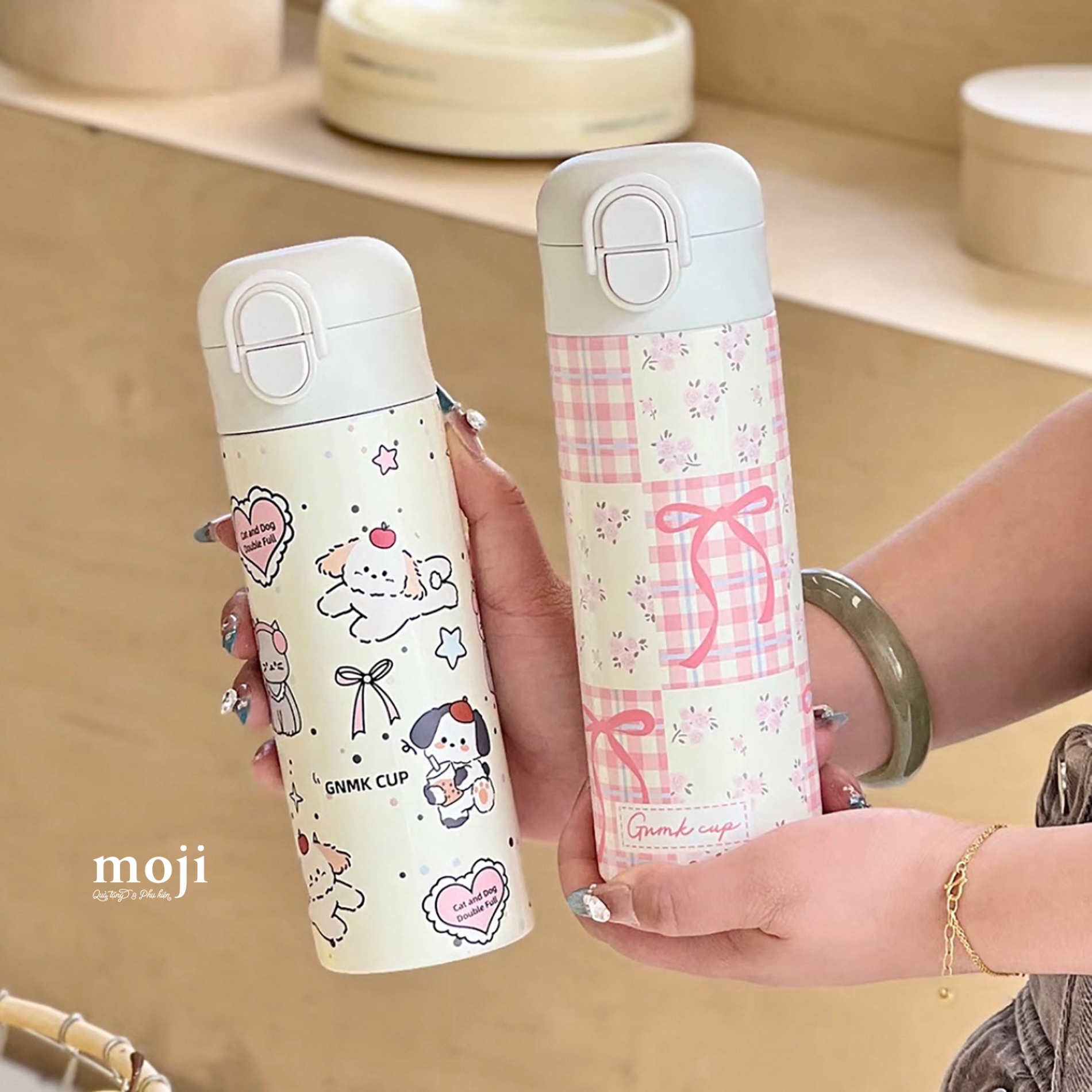 A.061 Bình giữ nhiệt Cat dog bow flower 420ml