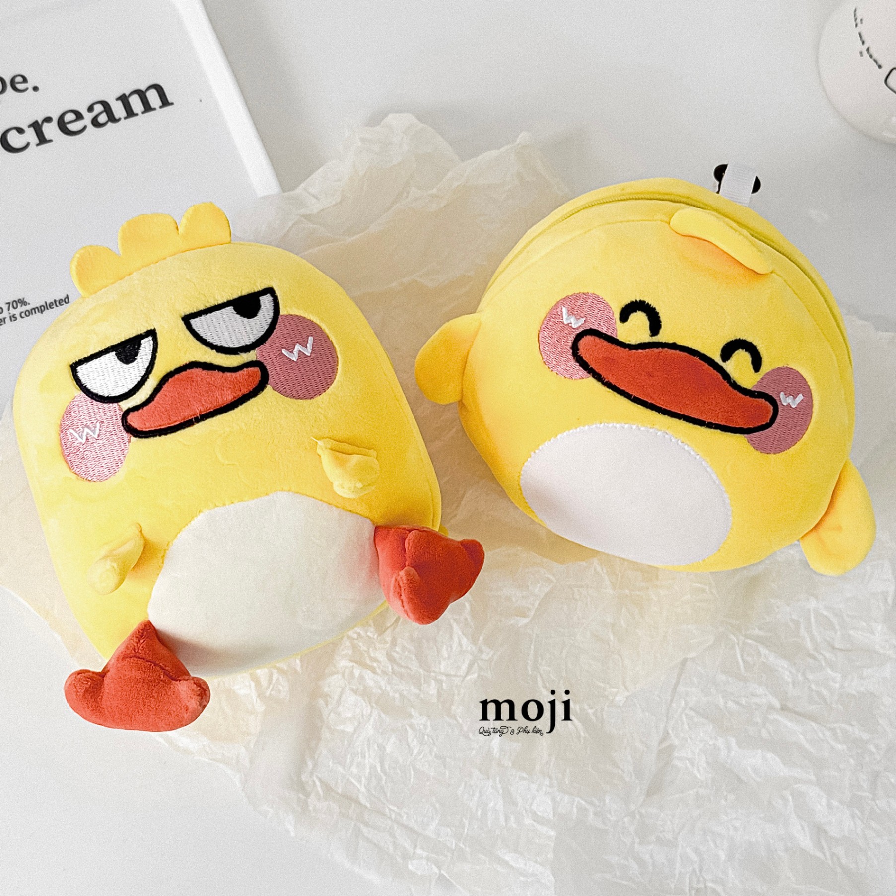 A.716 Miếng che bịt mắt khi ngủ kết hợp gối ngủ văn phòng mini, loại 2 trong 1 Cute duck má hồng biểu cảm