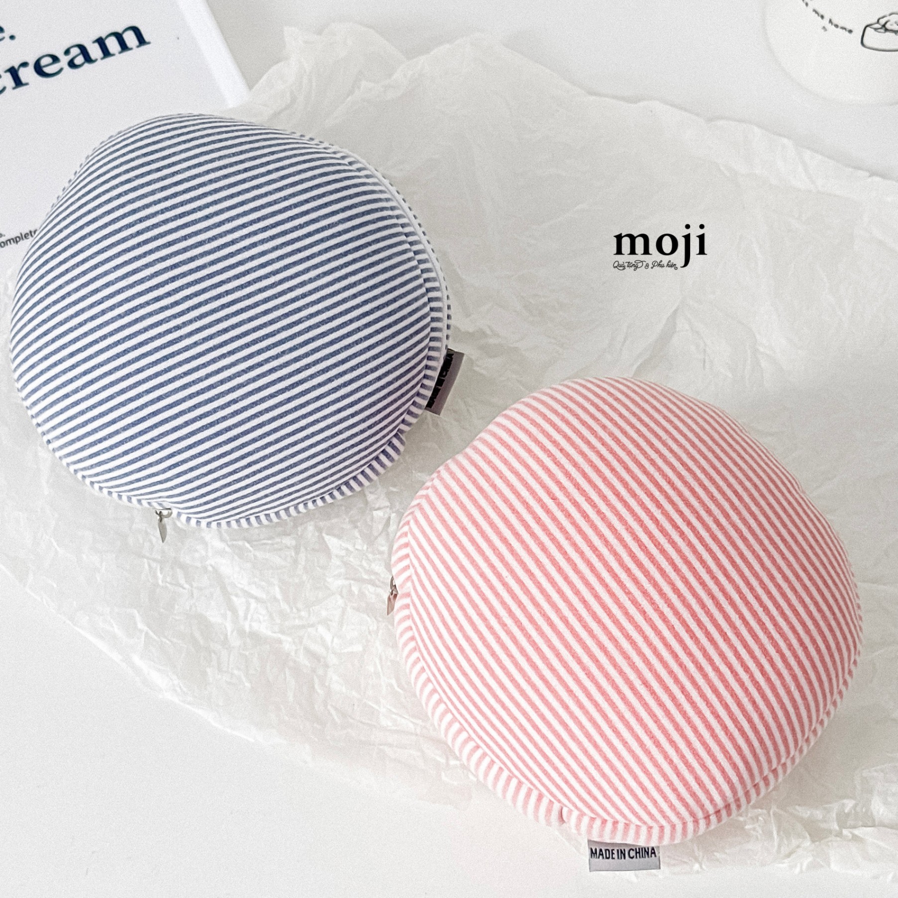 A.716 Miếng che bịt mắt khi ngủ kết hợp gối ngủ văn phòng mini, loại 2 trong 1 Basic color kẻ sọc