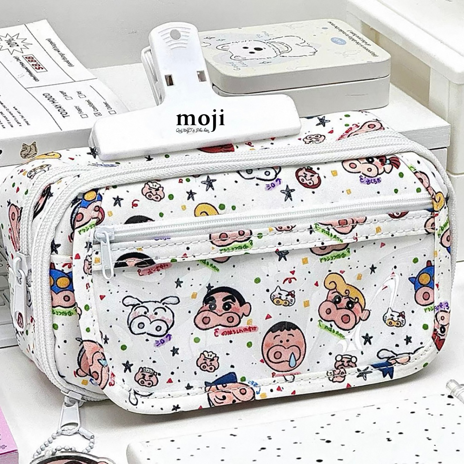 Hộp bút lớn Shinchan cosplay other characters chấm tròn ngôi sao 8x10x20