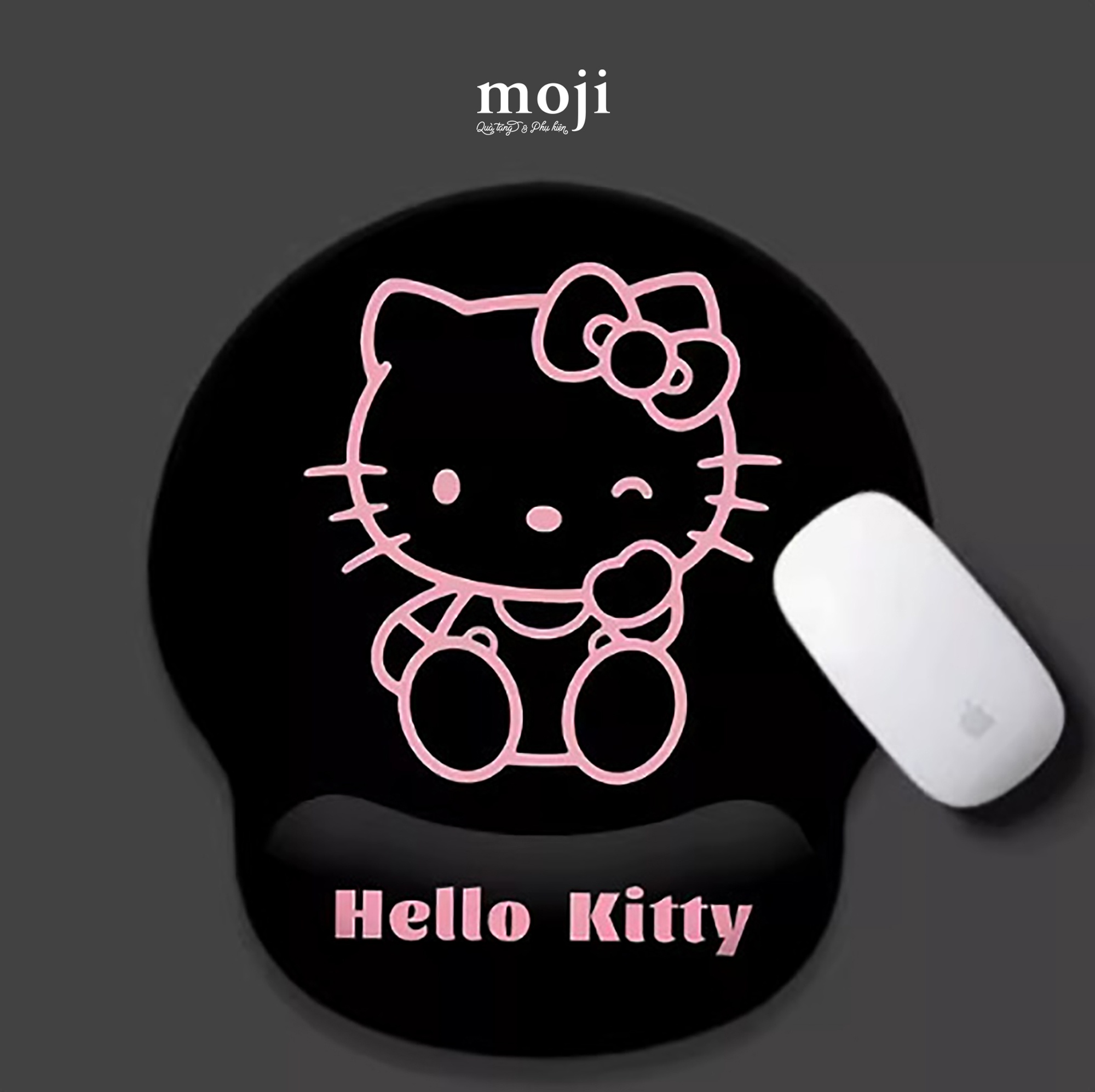 Lót chuột đệm tay Sanrio family Hello Kitty viền hồng