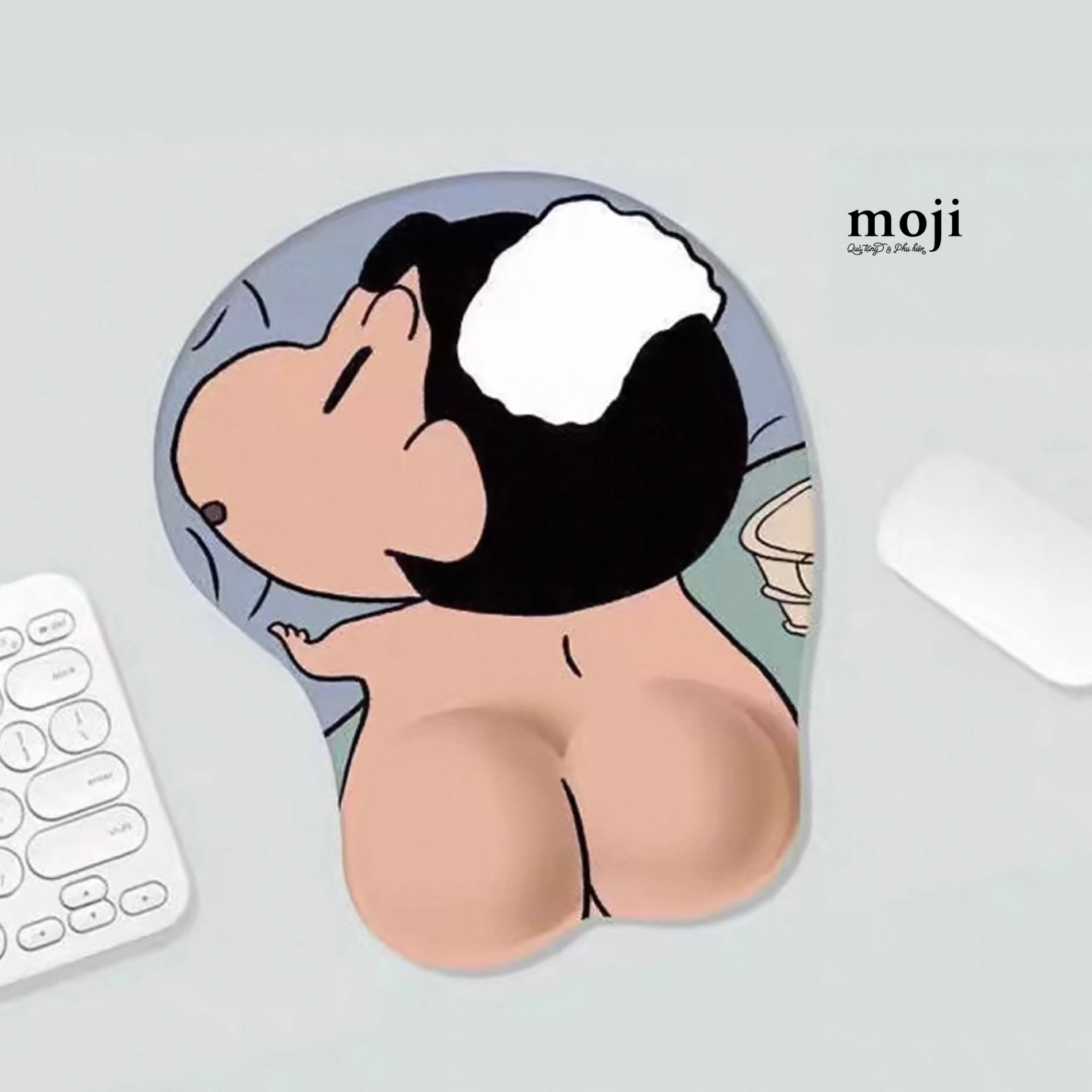 Lót chuột đệm tay Shinchan tắm phía sau 21x24