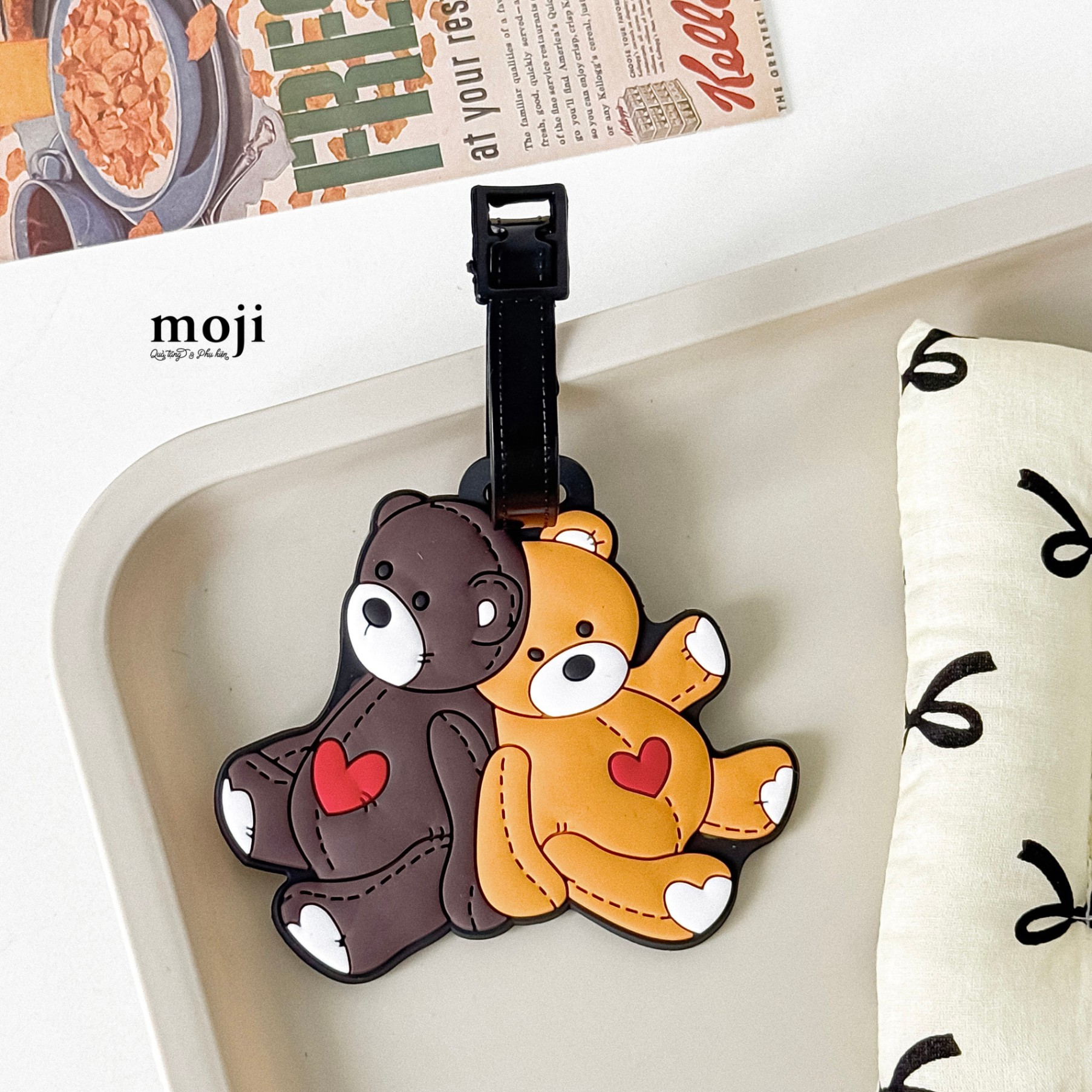 Luggage tag Baby Bear heart tựa lưng