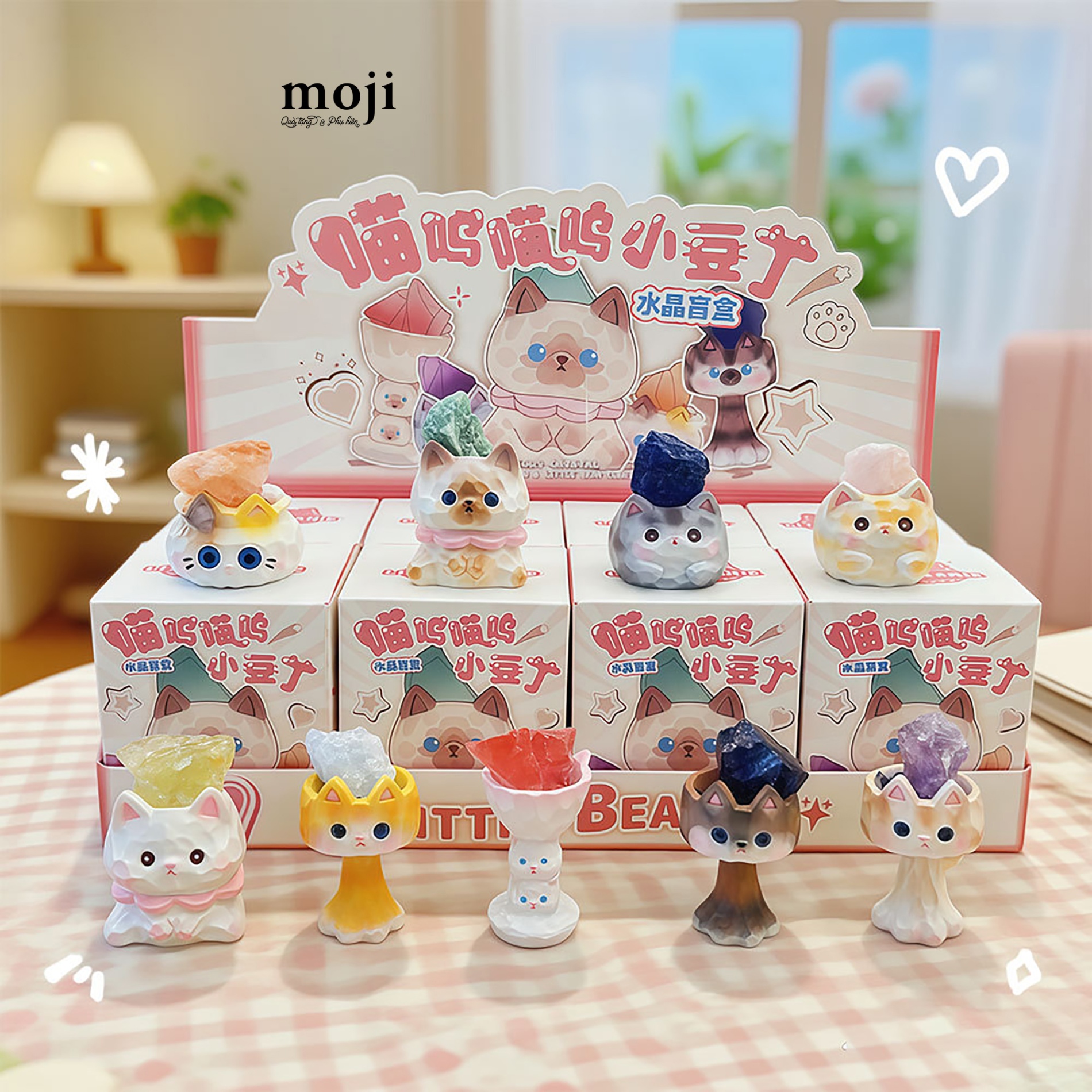 B.084 Blindbox hũ đá khuếch tán tinh dầu Cute cat diamond shape