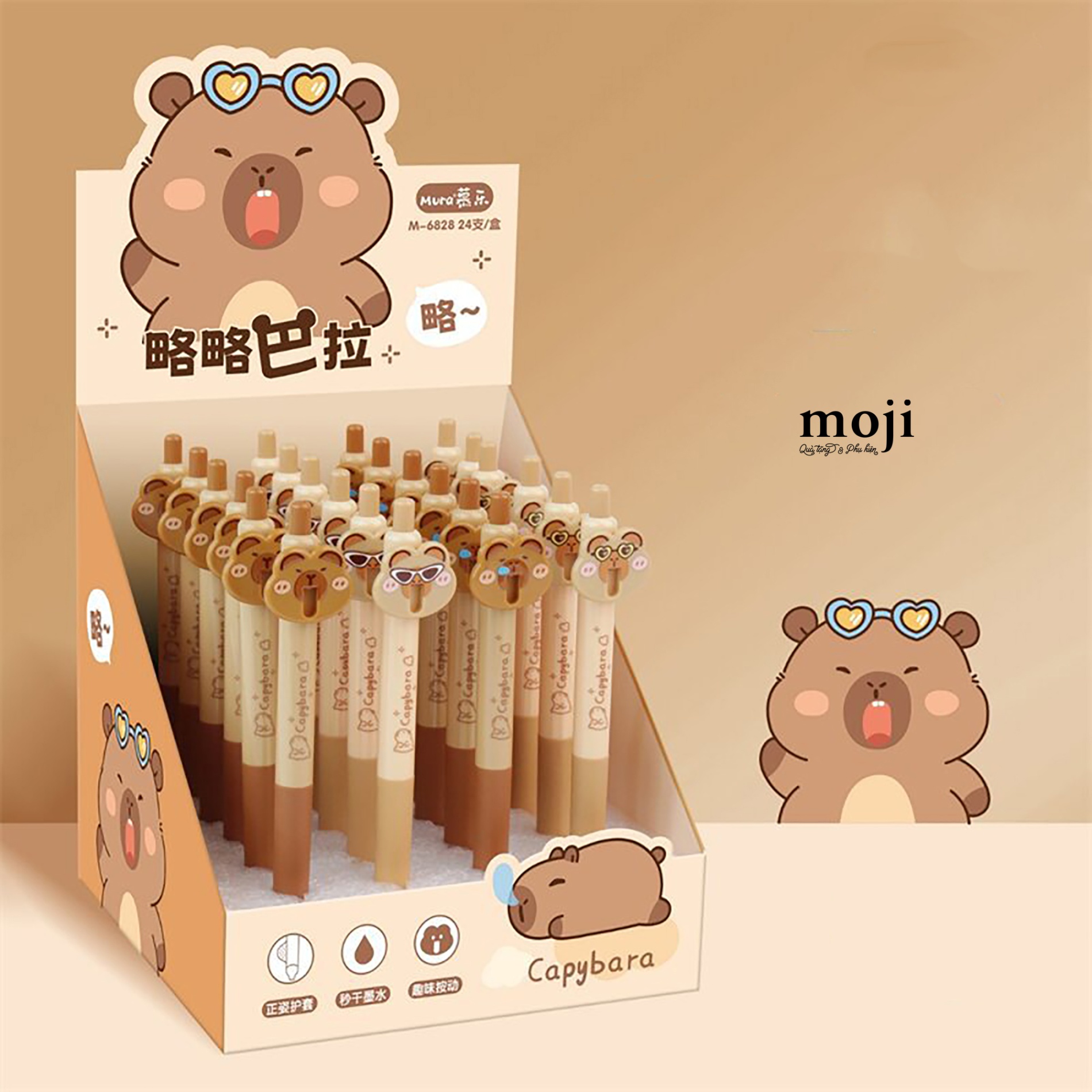Bút gel bấm mực đen Capybara lưỡi dài