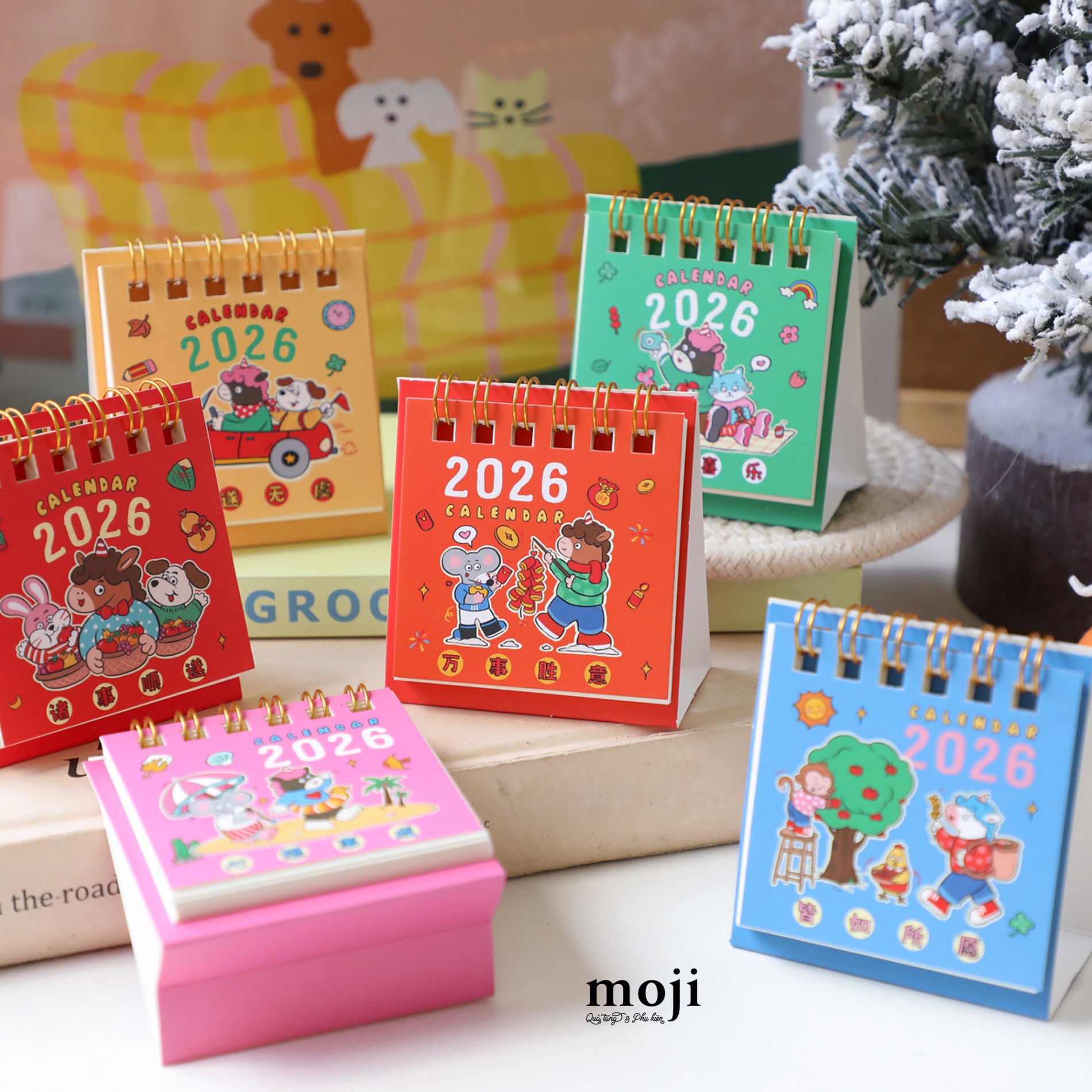 Lịch 2026 mini để bàn Zodiac animals horse active 3x7x7