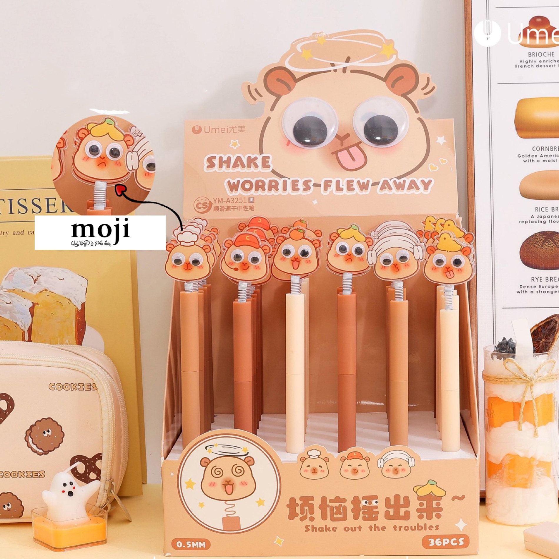 Bút gel mực đen Cute animals đầu đội phụ kiện