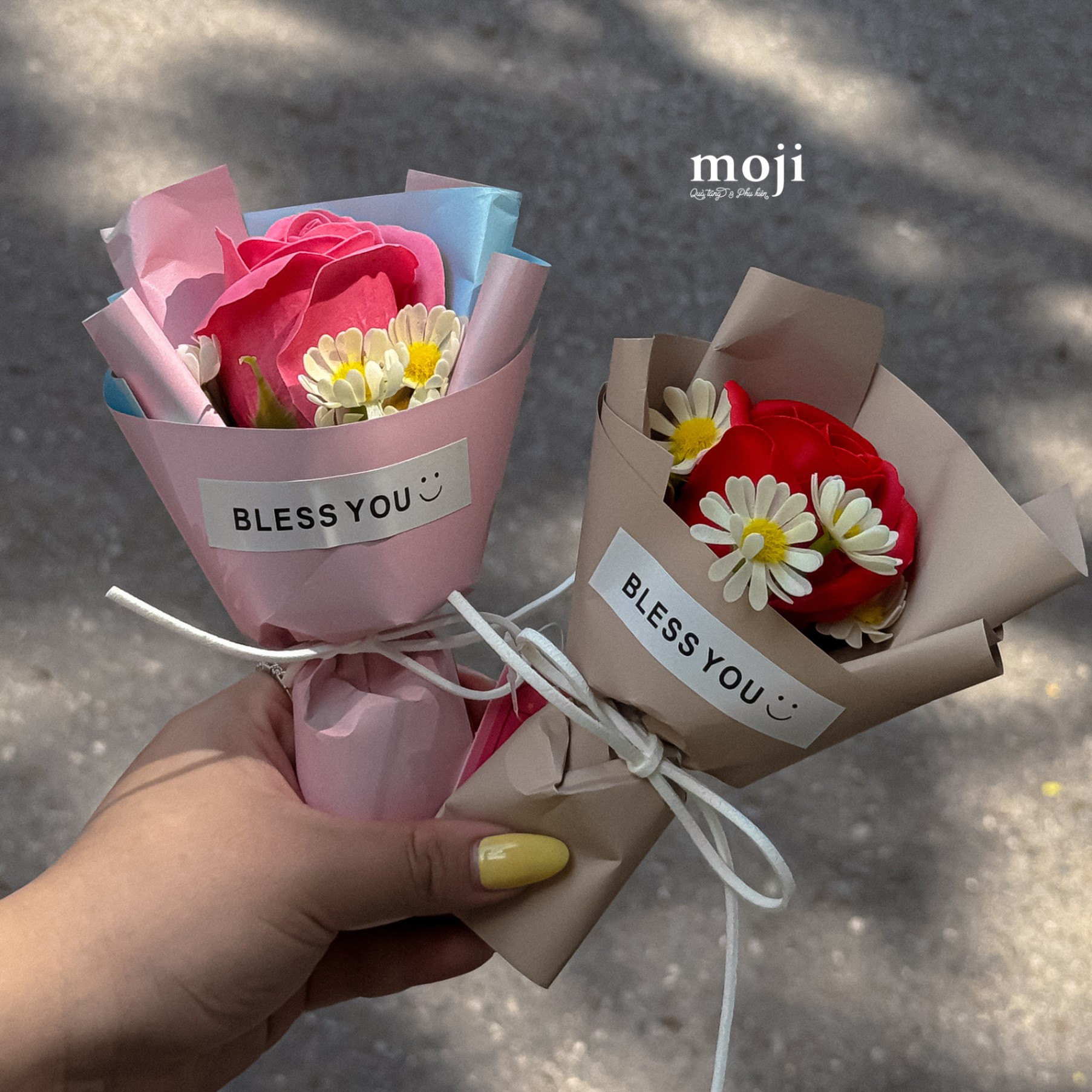 Hoa sáp bó hồng mix cúc tana Bless you 15cm