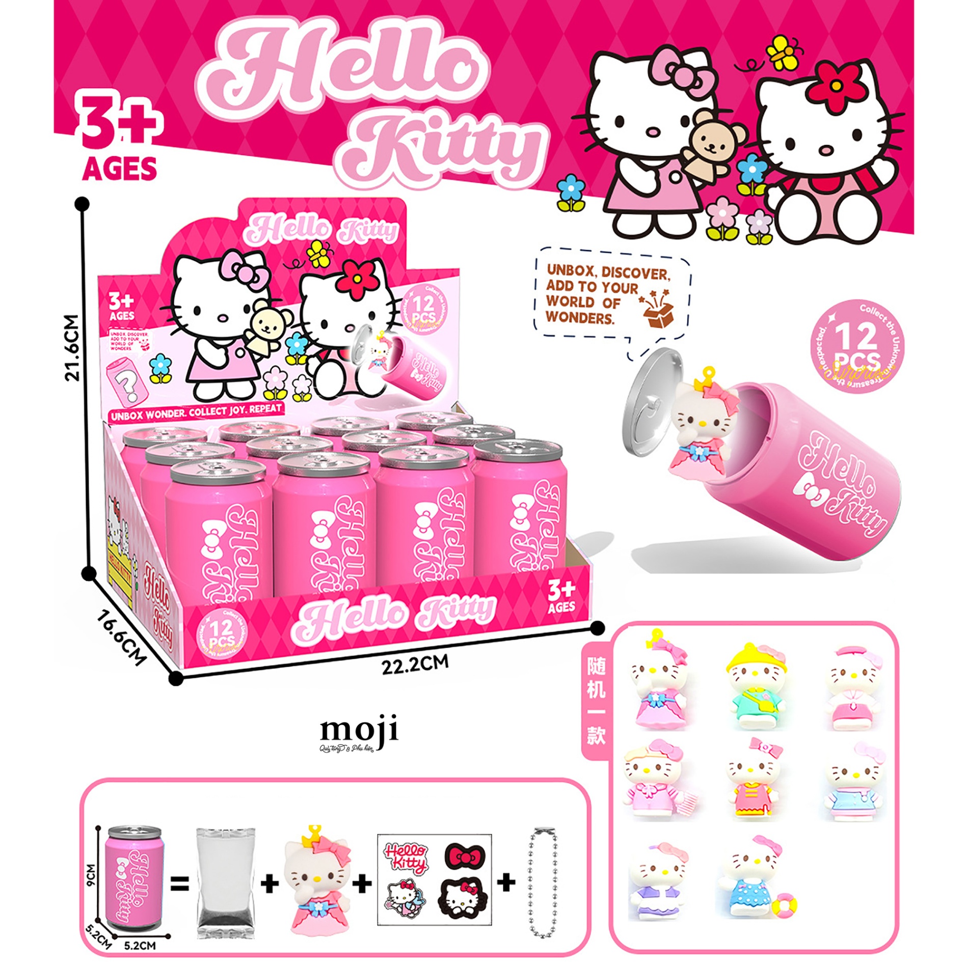 B.082 Blindbox móc khoá Sanrio family Hello Kitty fashionista dáng lon