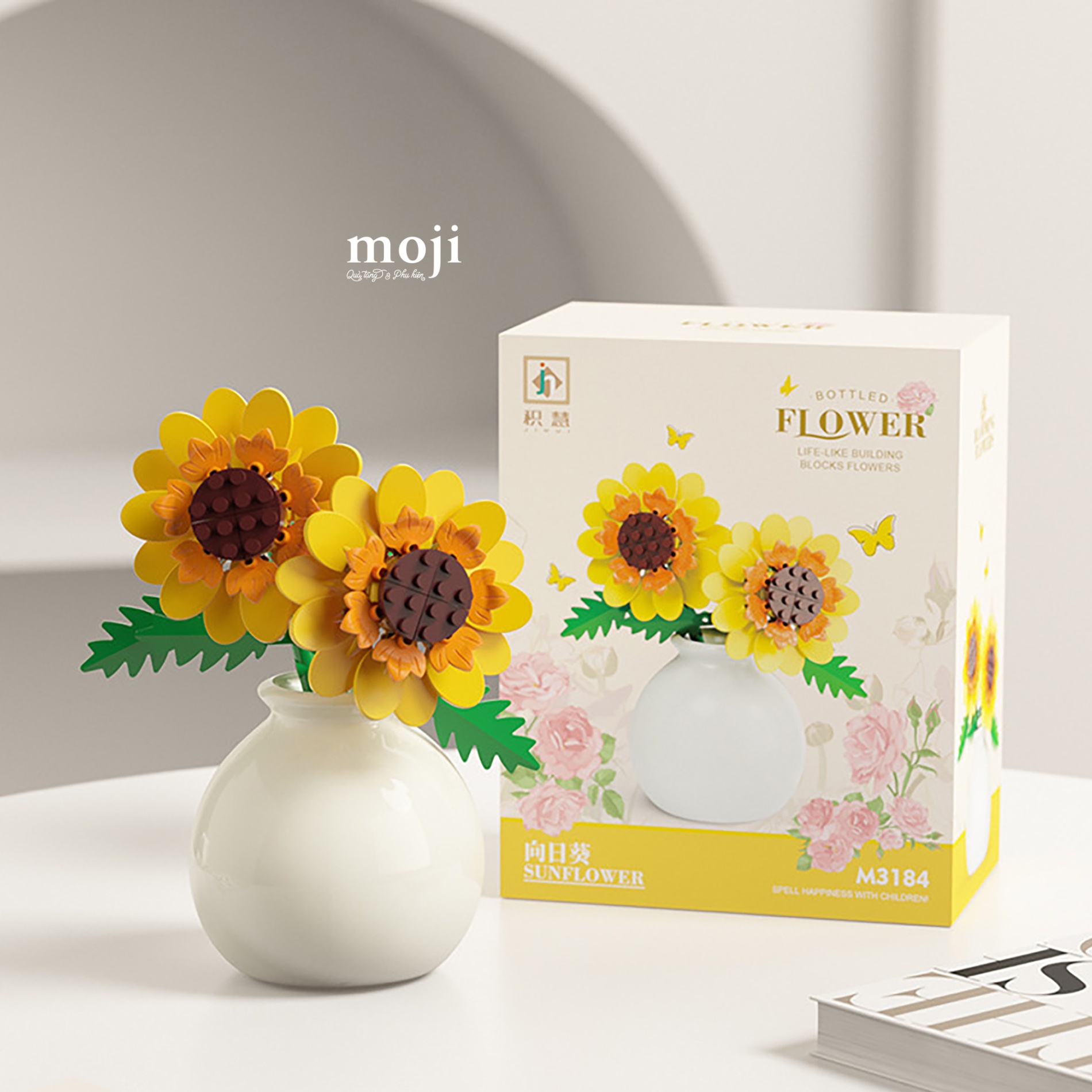 Đồ chơi xếp hình hoa Flower pot hoa Hướng Dương Sunflower 6x9x11