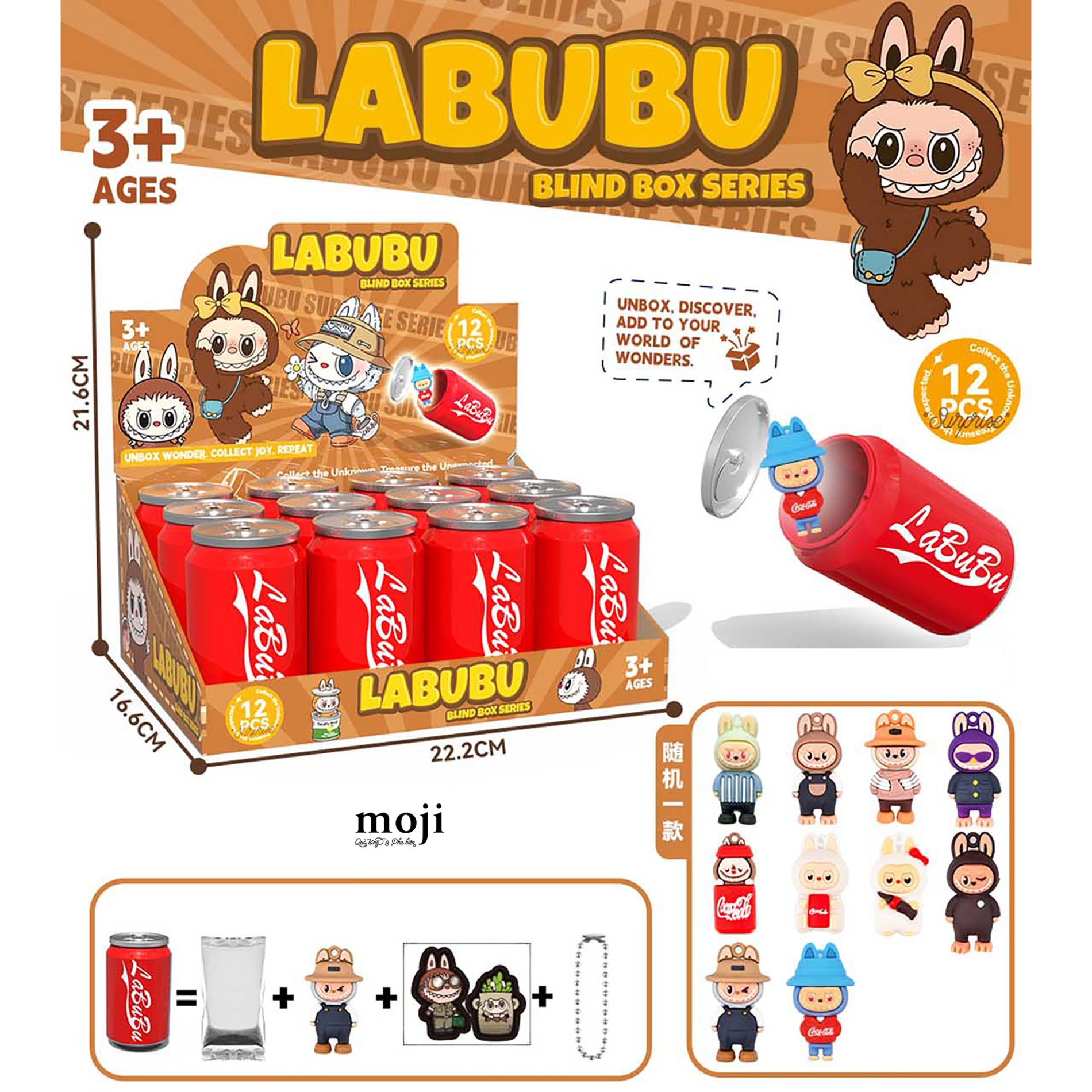 B.082 Blindbox móc khoá Labubu đứng dáng lon